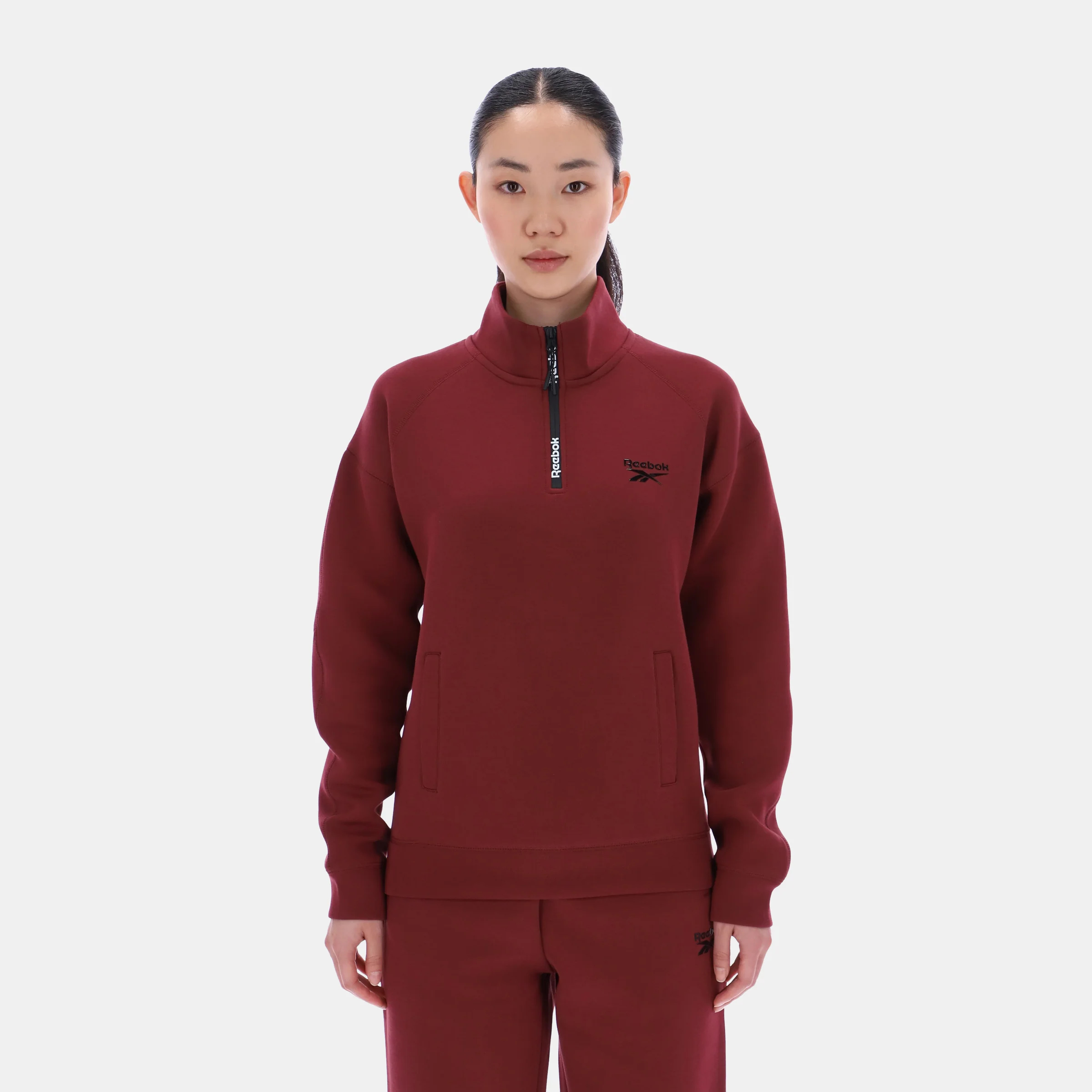 3/4 Zip Overhead Top Classic Burgundy