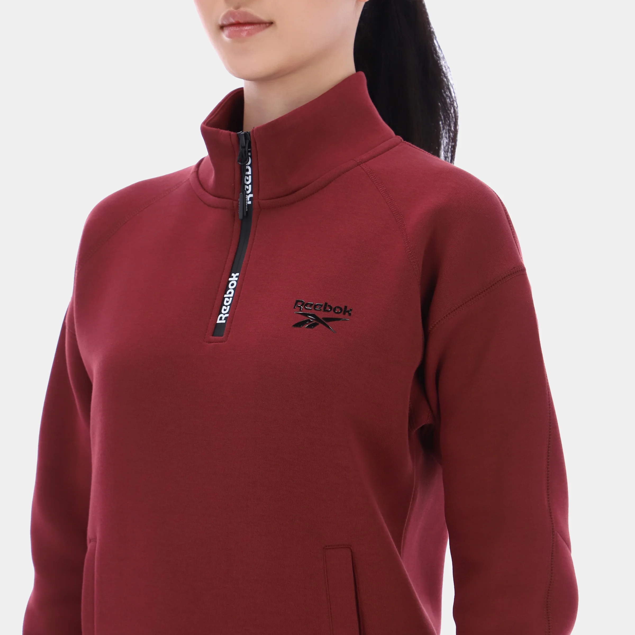 3/4 Zip Overhead Top Classic Burgundy - Image 5
