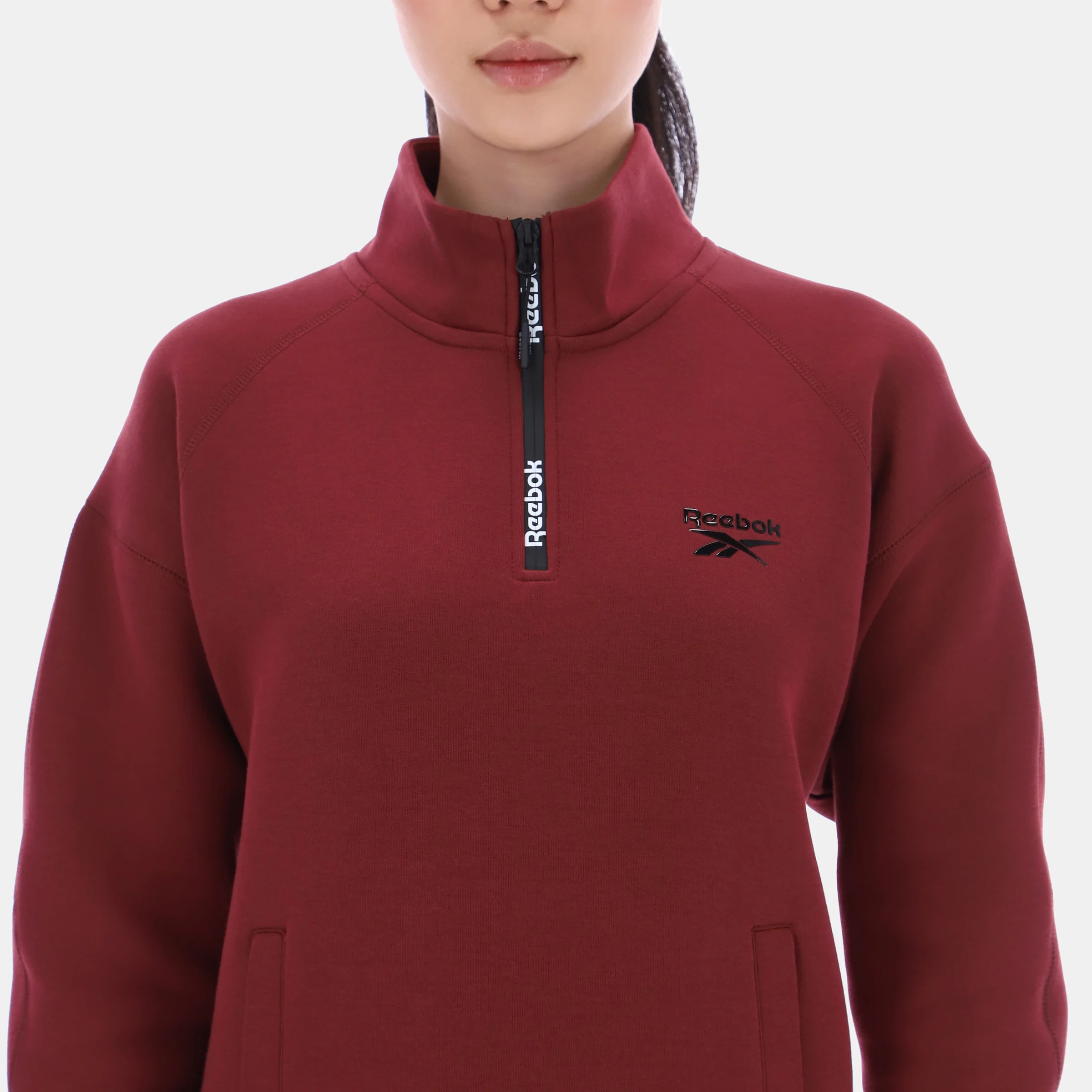 3/4 Zip Overhead Top Classic Burgundy - Image 6