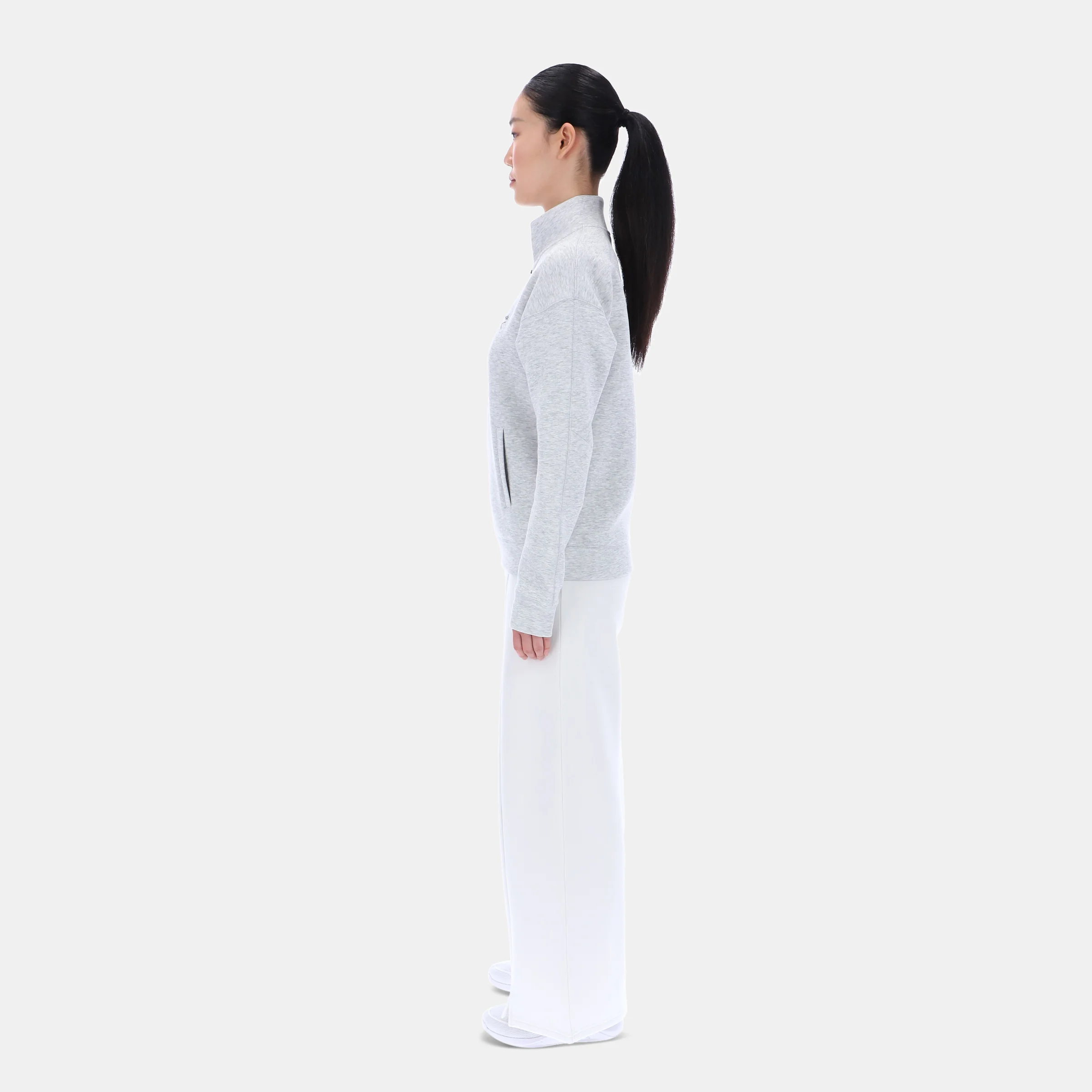 3/4 Zip Overhead Top Silver Marl - Image 5