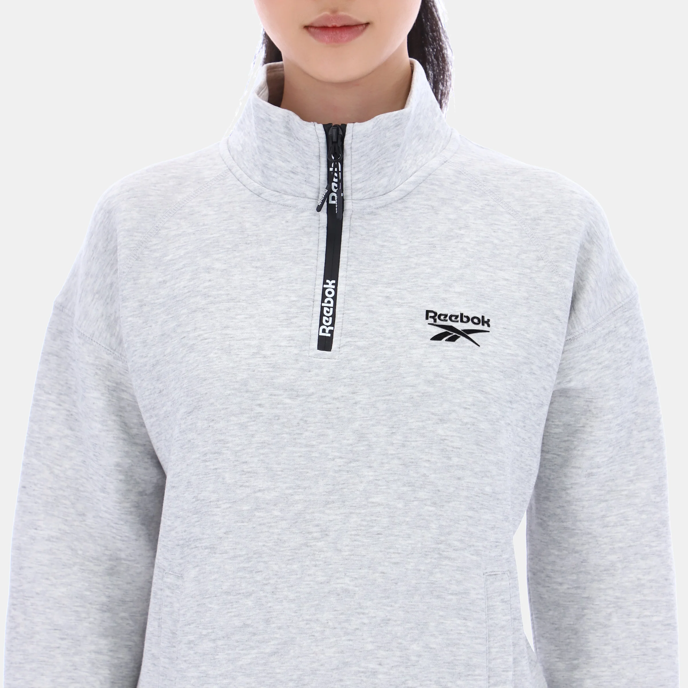 3/4 Zip Overhead Top Silver Marl - Image 6