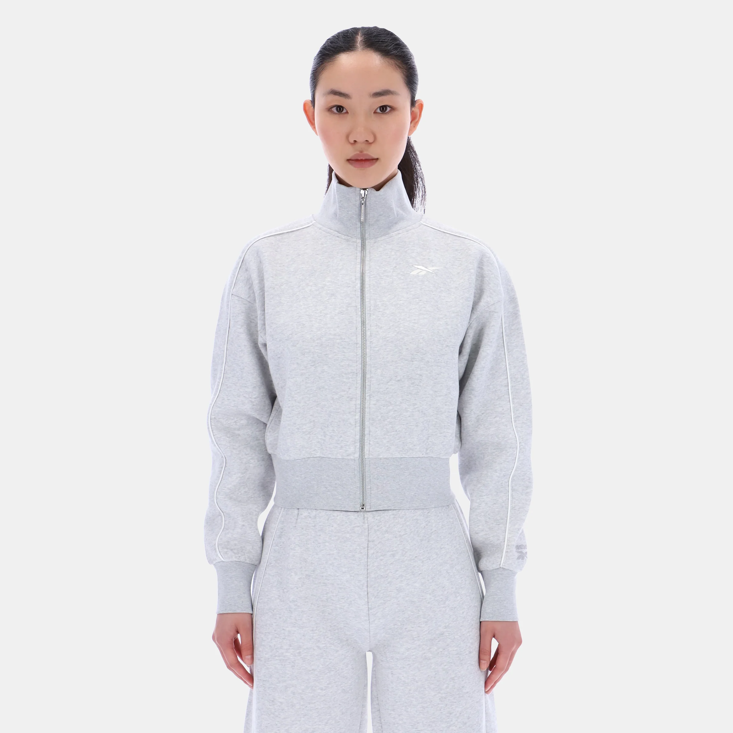 Brooklyn Cropped Bomber Jacket Silver Marl