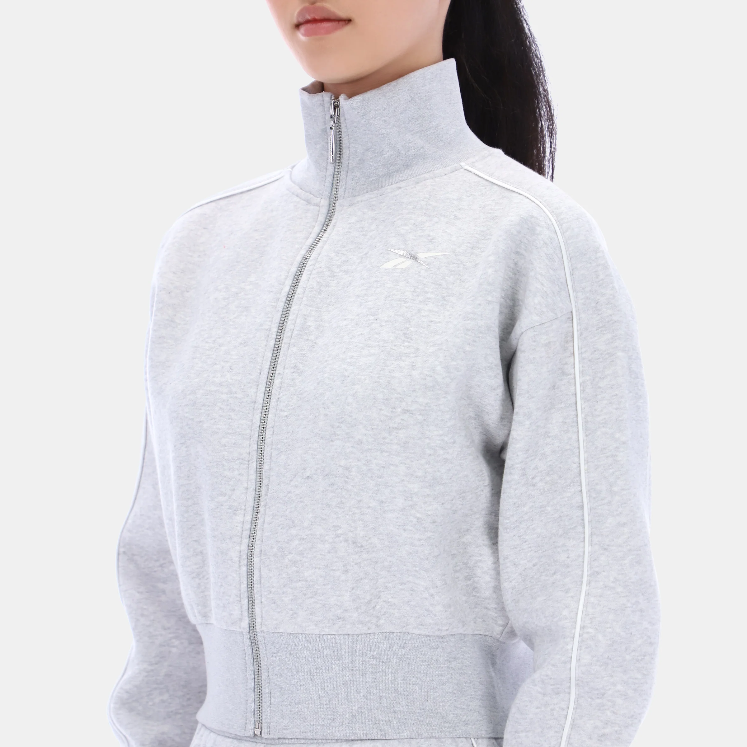 Brooklyn Cropped Bomber Jacket Silver Marl - Image 5