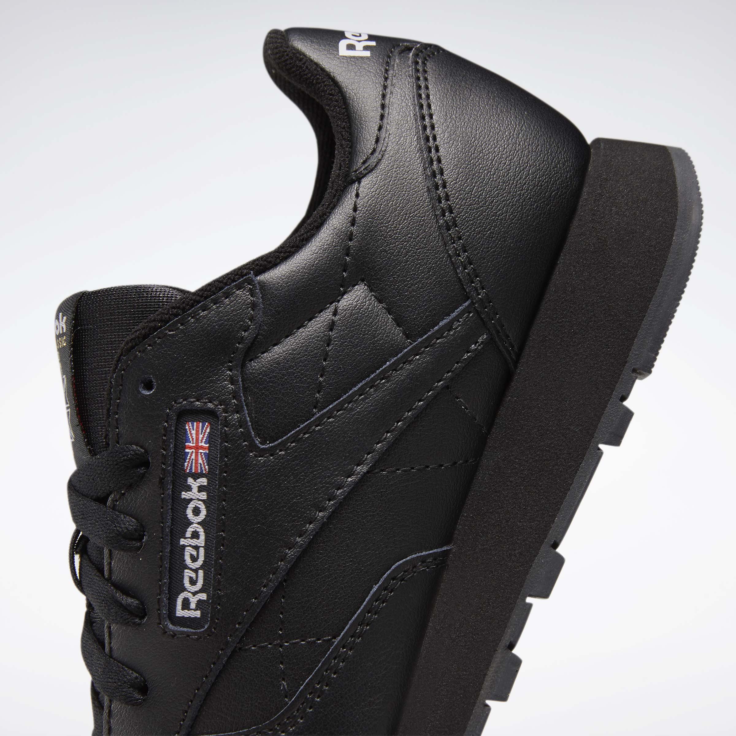 Classic Leather Shoes - Big Kids Black/Black/Black - Image 7