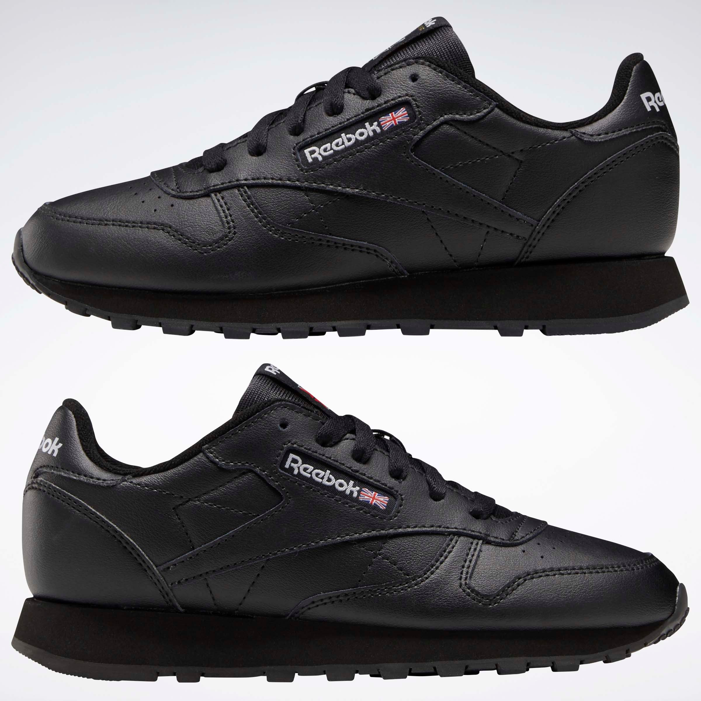 Classic Leather Shoes - Big Kids Black/Black/Black - Image 8