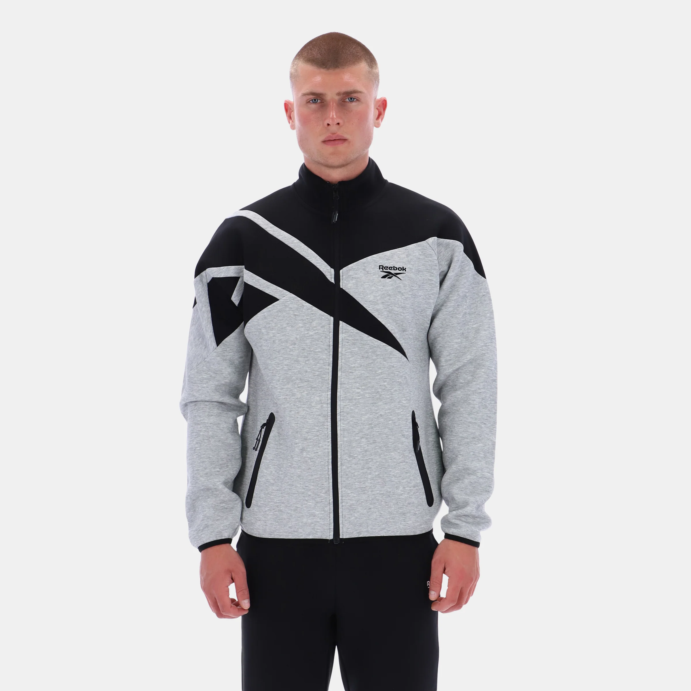 Contrast Funnelneck Jacket Army Grey Marl/Black