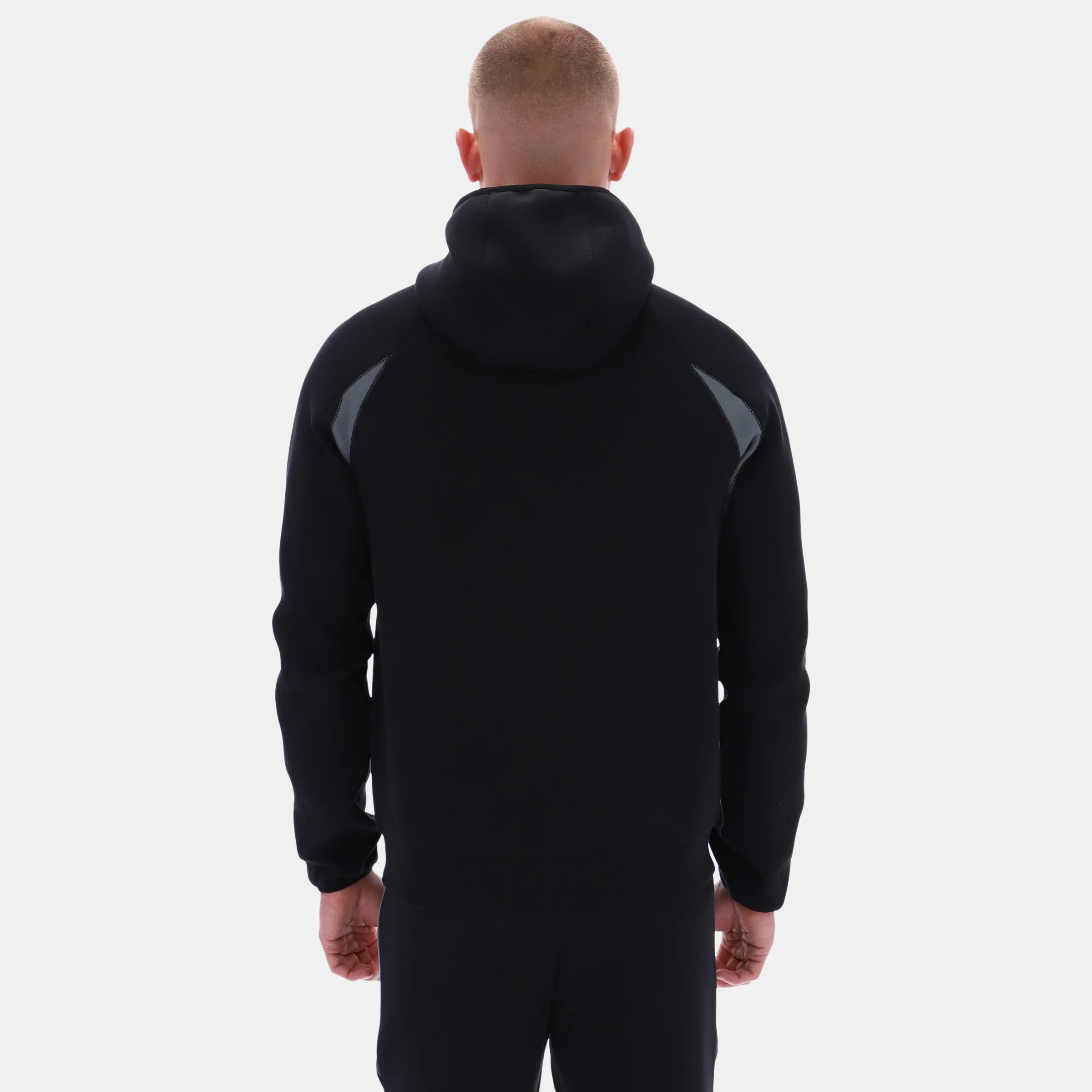 Contrast Panel Zip Hoody Black - Image 4