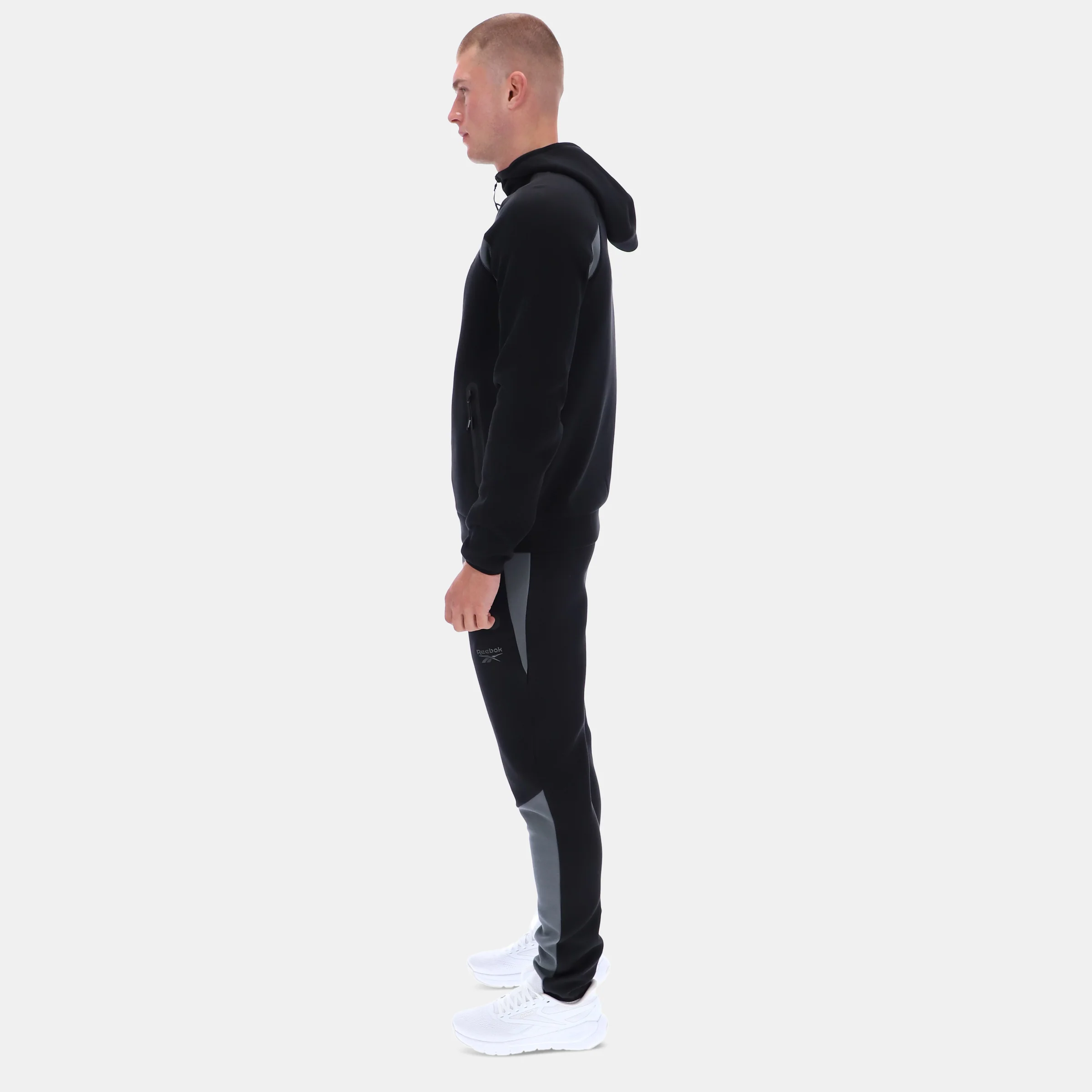 Contrast Panel Zip Hoody Black - Image 5