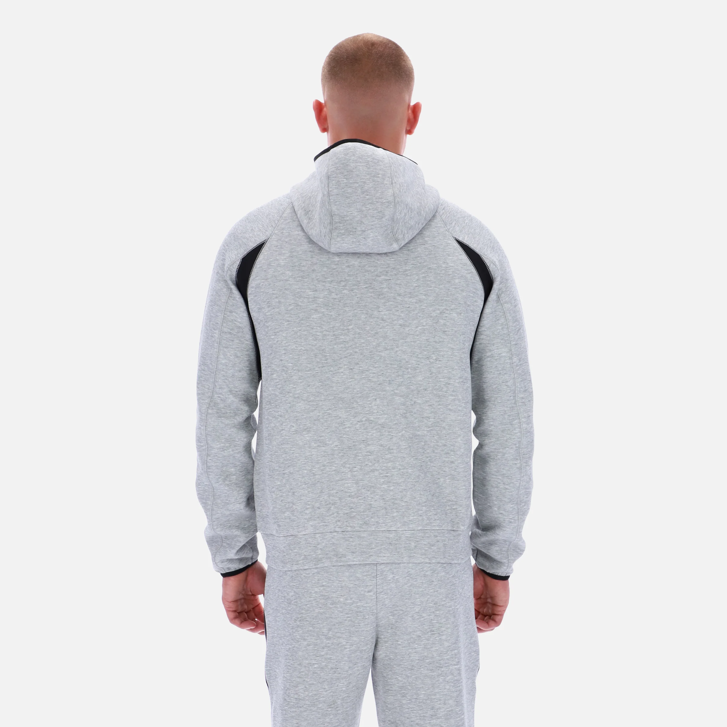 Contrast Panel Zip Hoody Grey Marl - Image 4