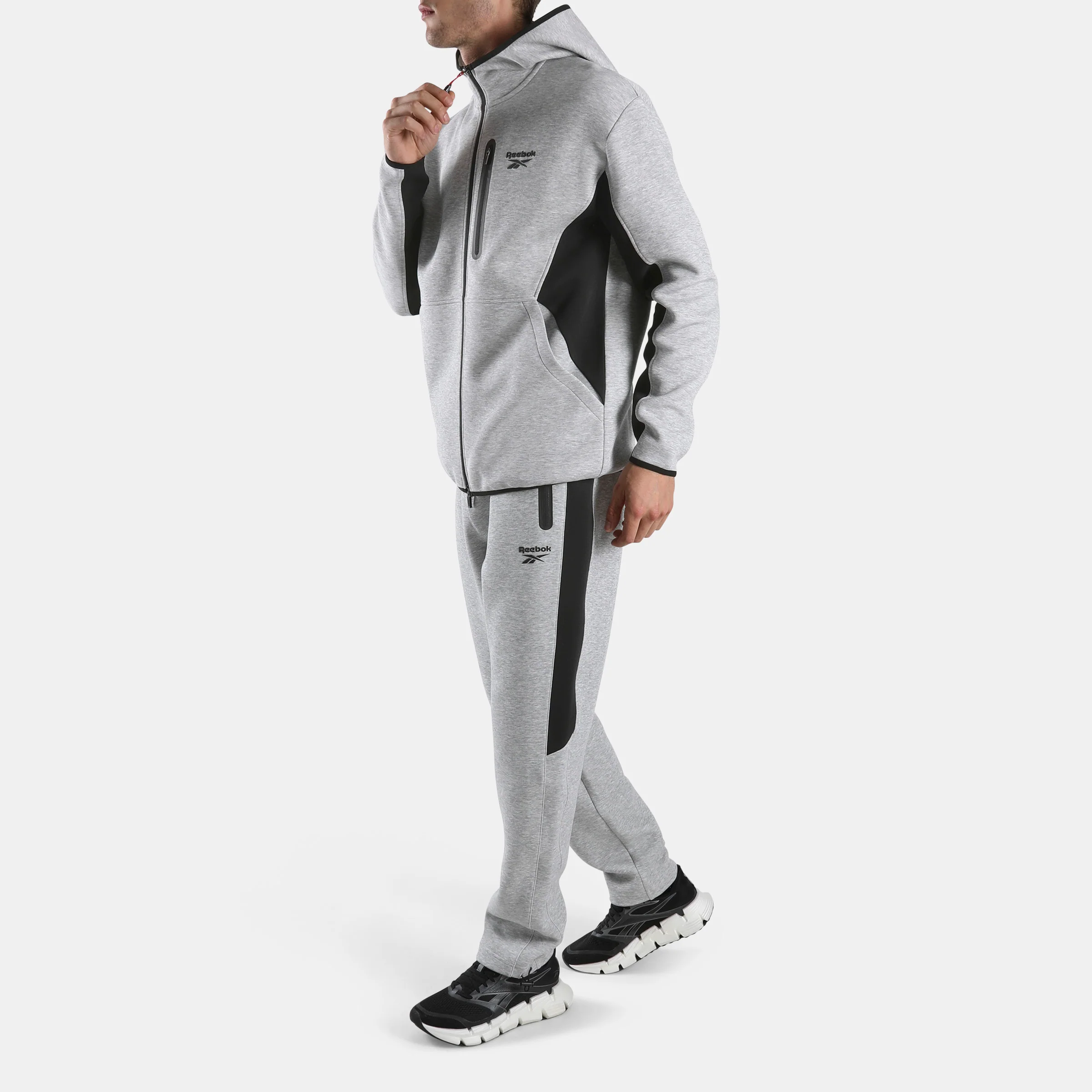 Dreamblend Spacer Fullzip Hood Athletic Grey Marl/Black - Image 2