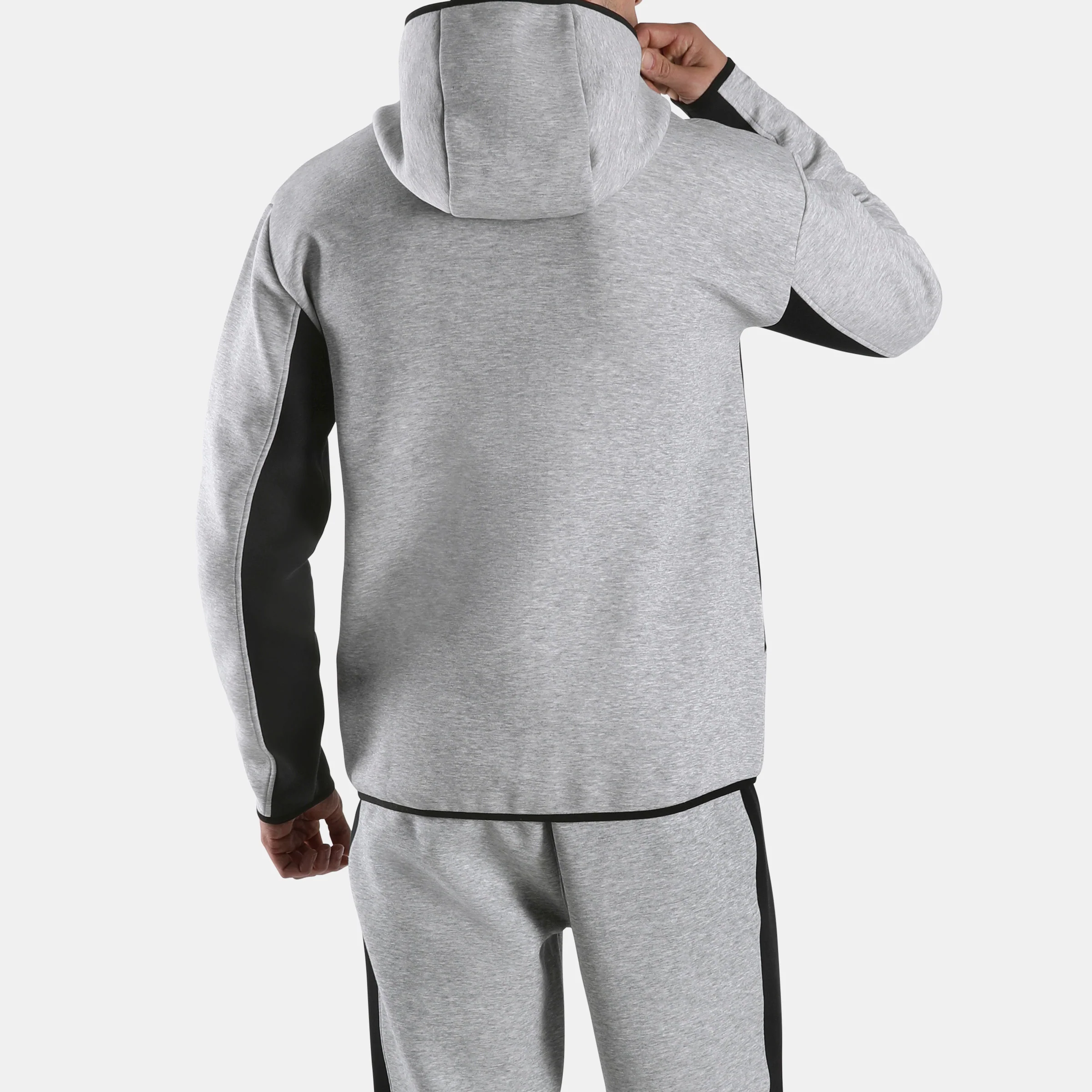 Dreamblend Spacer Fullzip Hood Athletic Grey Marl/Black - Image 3