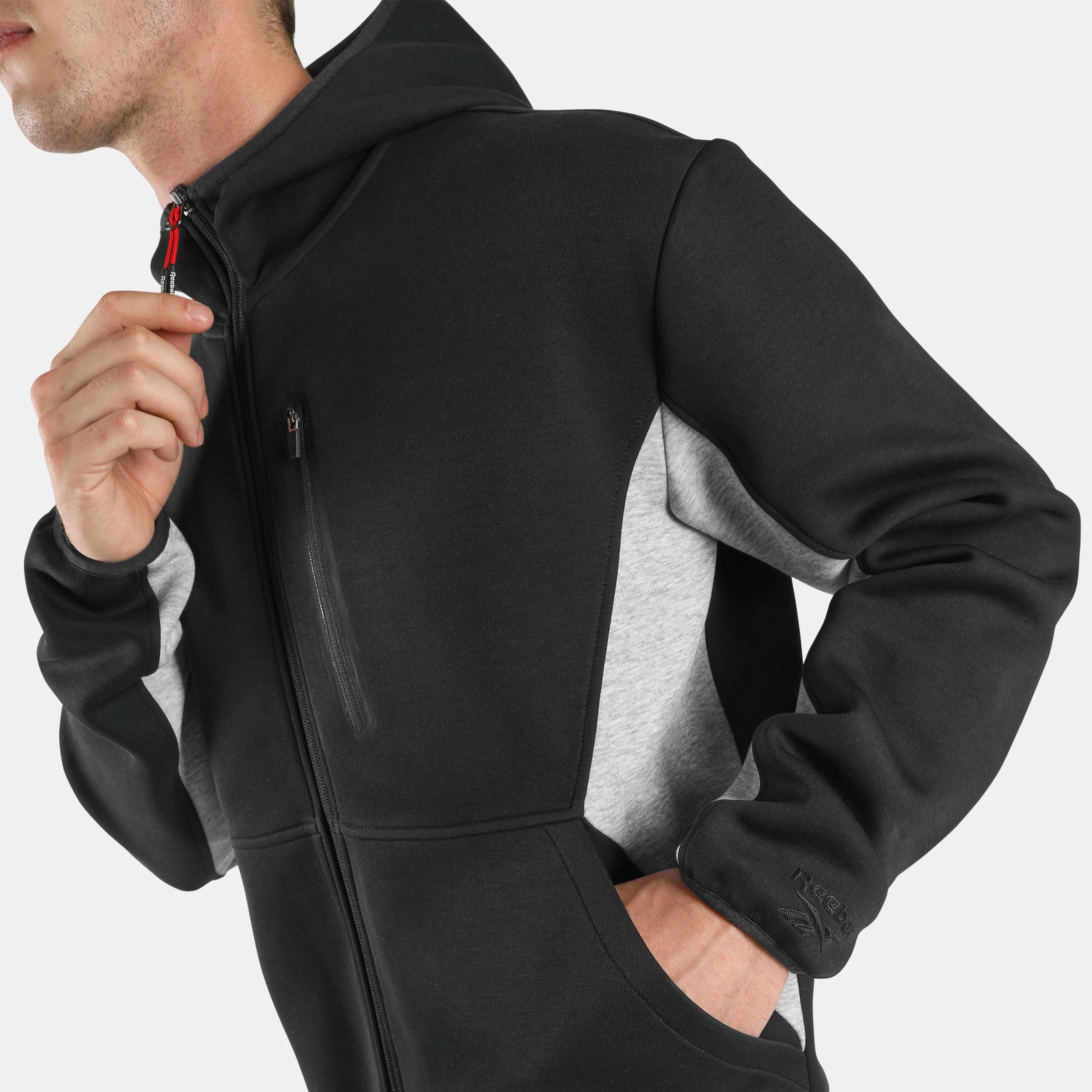 Dreamblend Spacer Fullzip Hood Black/Athletic Grey Marl - Image 4