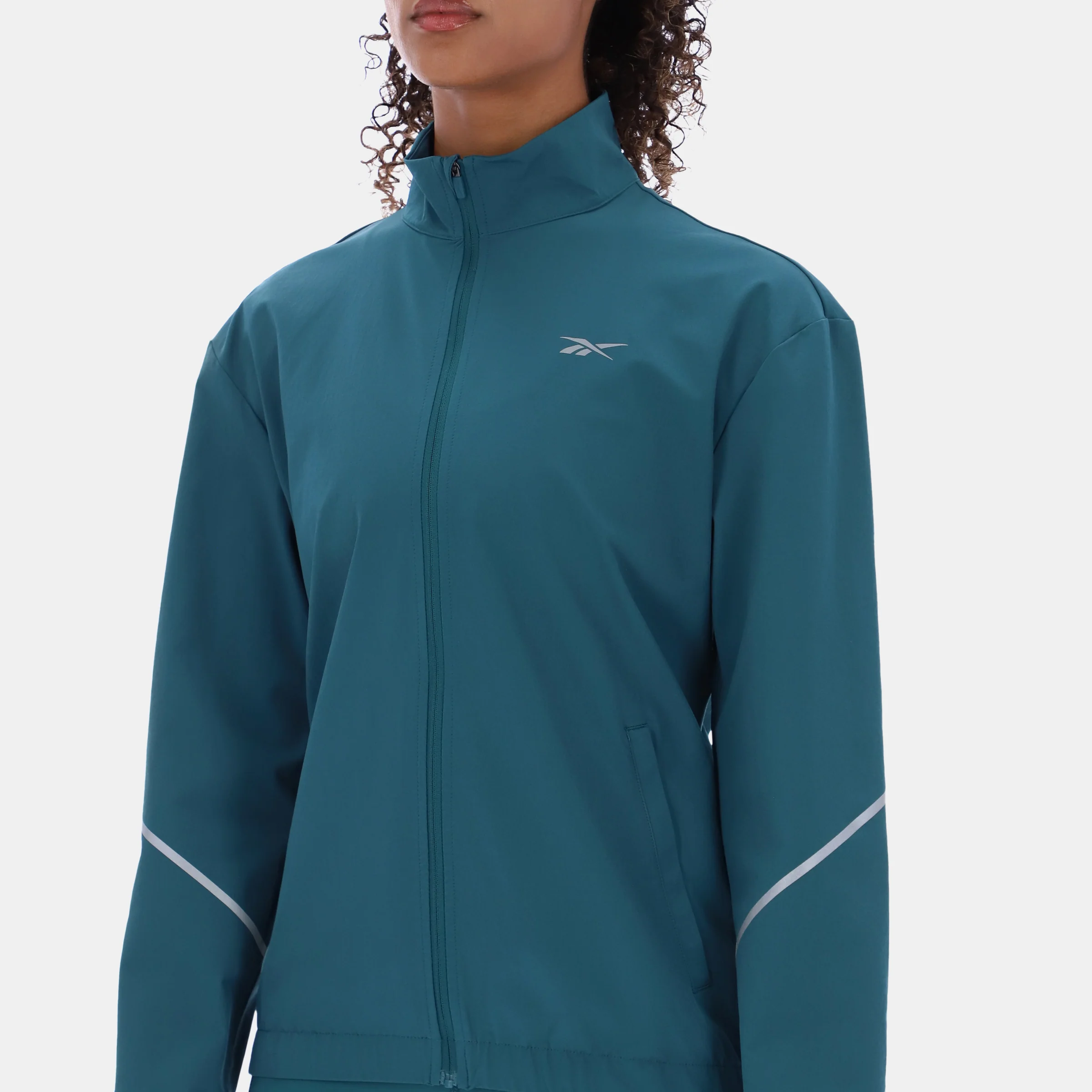 Funnel Neck Windbreaker Retro Retro Teal - Image 2