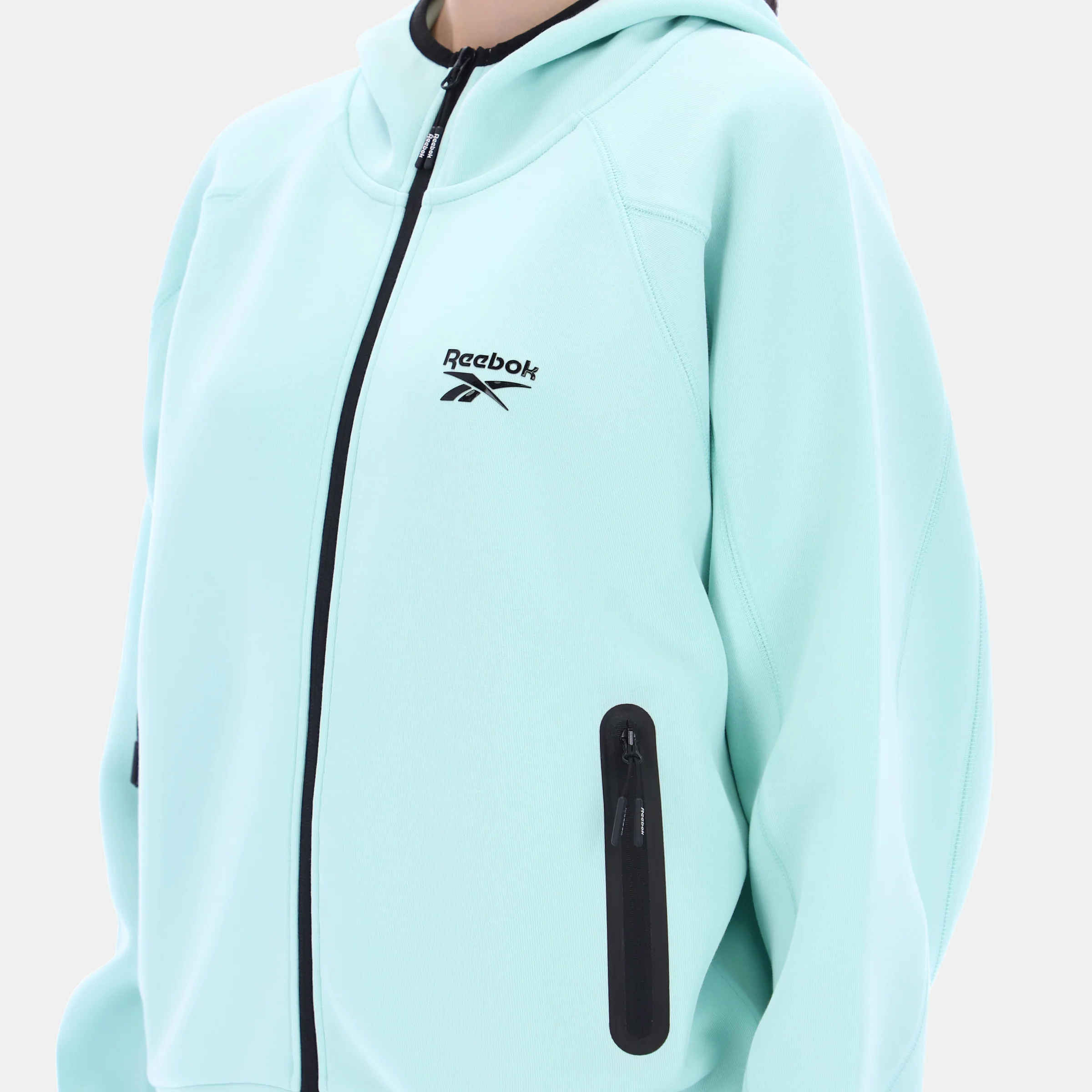 Hooded Vector Top Dusty Glitch Aqua - Image 3