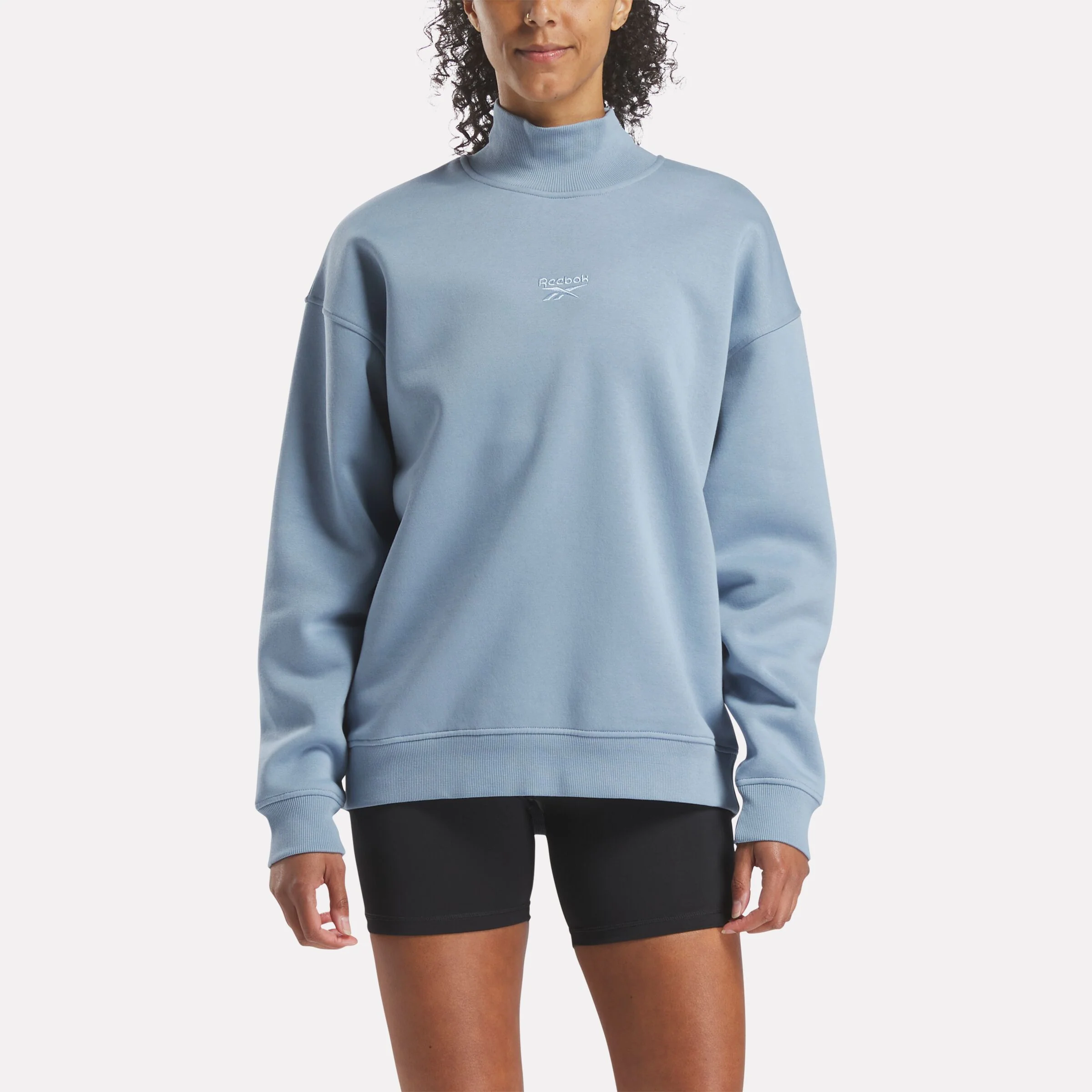 Longline Roll Neck Sweatshirt Leisure Blue