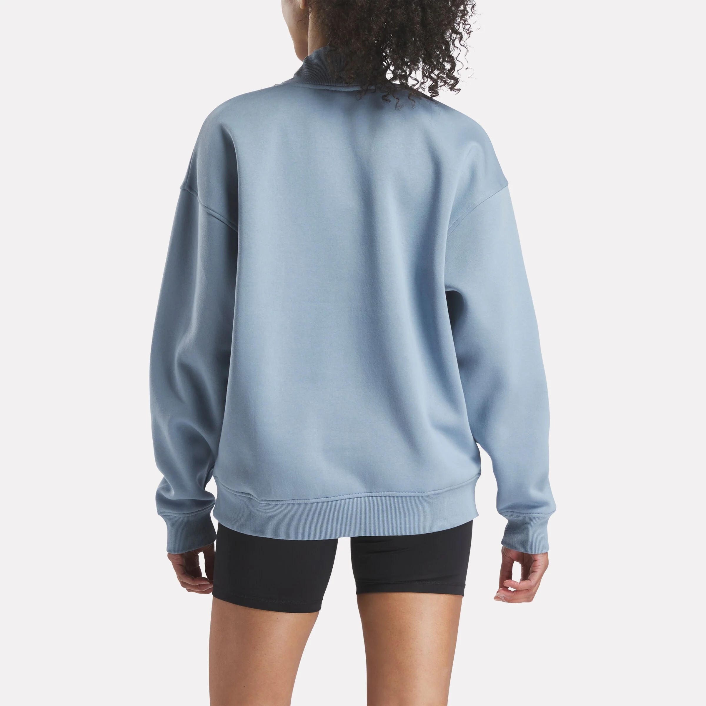 Longline Roll Neck Sweatshirt Leisure Blue - Image 3