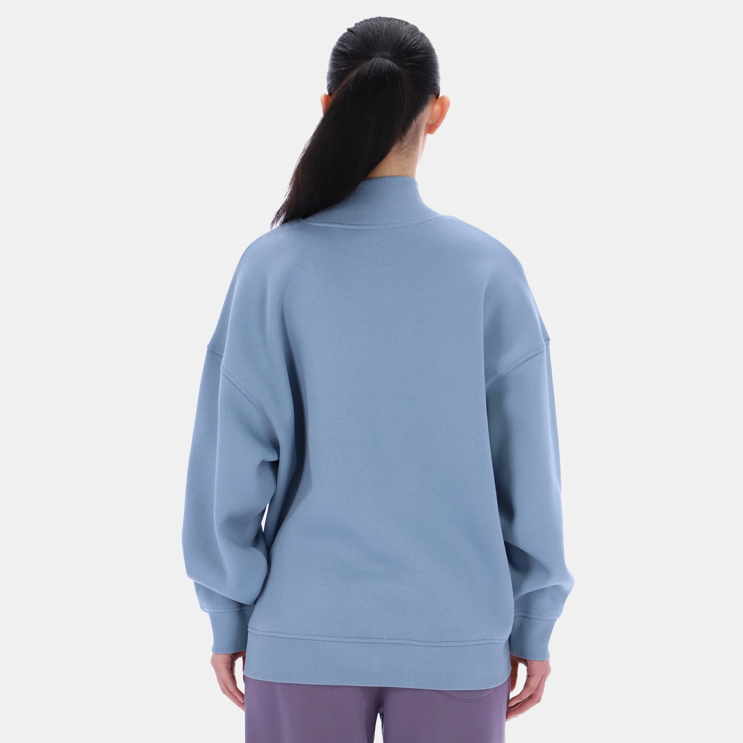Longline Roll Neck Sweatshirt Leisure Blue - Image 4