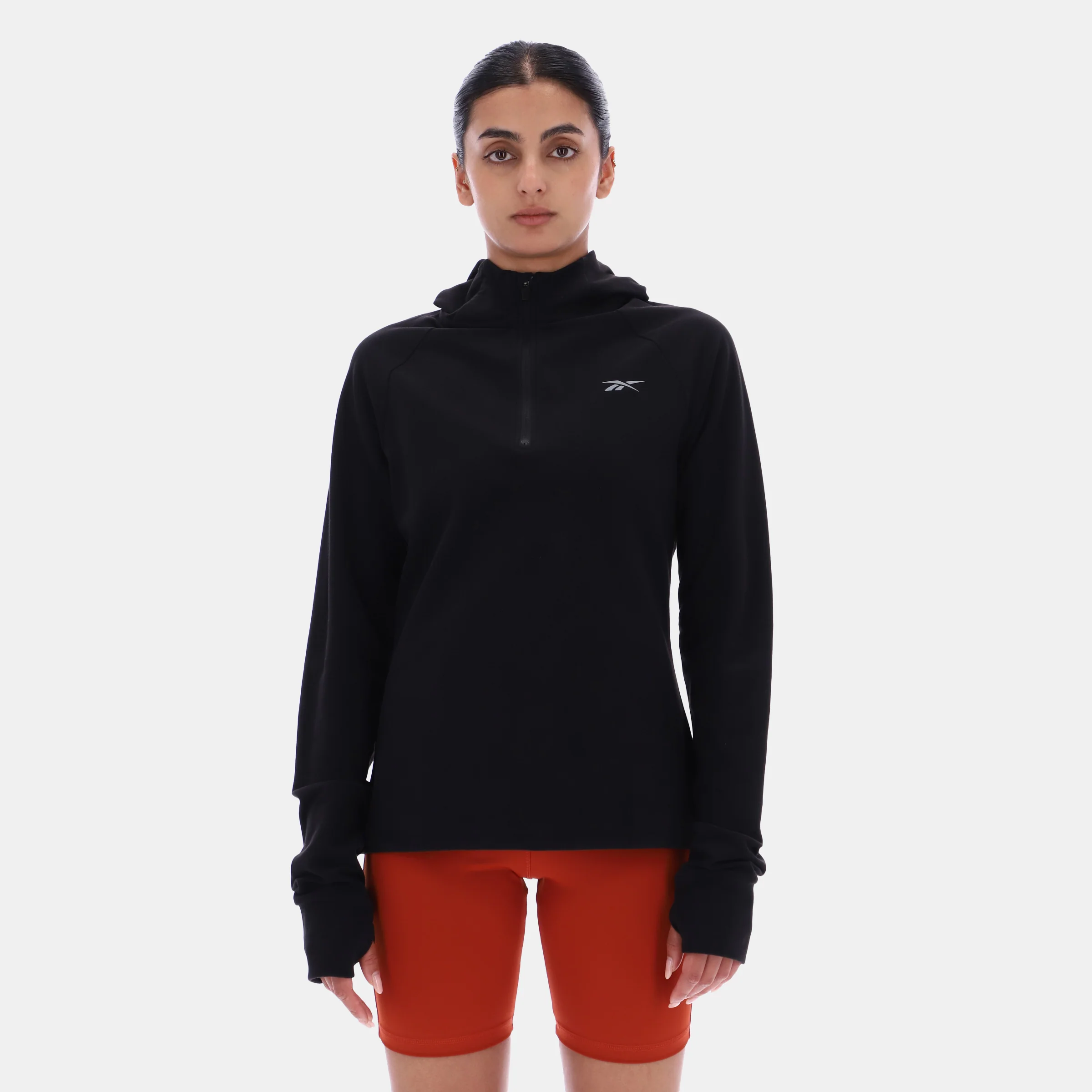 Long Sleeve 1/4 Hooded Zip Black