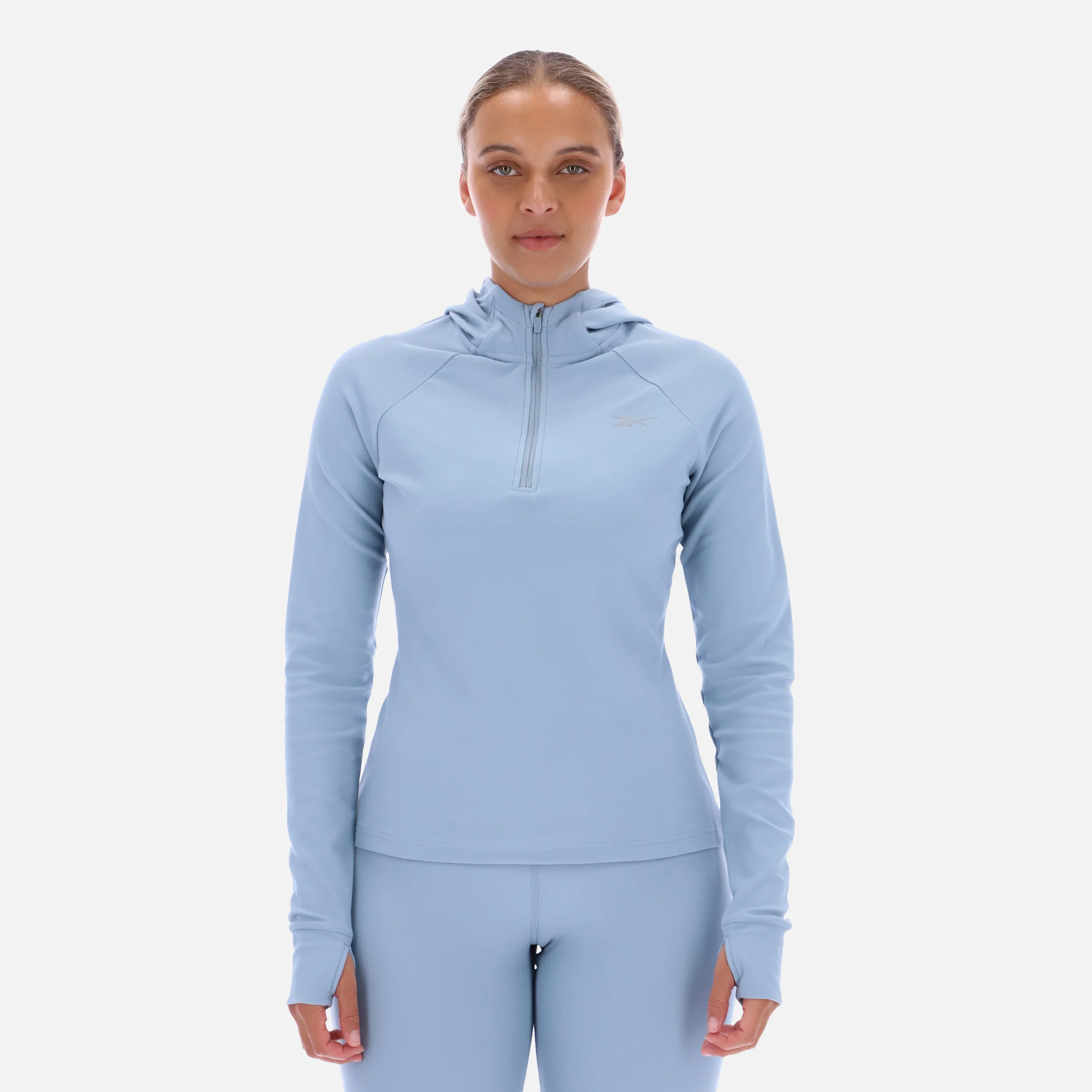 Ls 1/4 Hooded Zip Top Leisure Blue