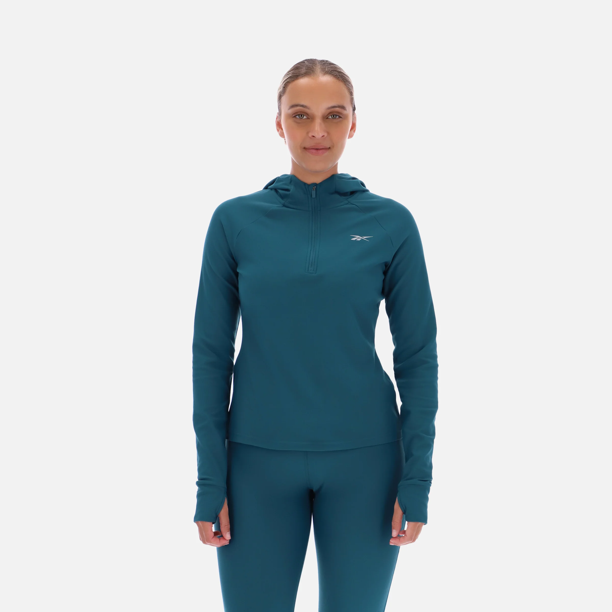 Ls 1/4 Hooded Zip Top Retro Teal