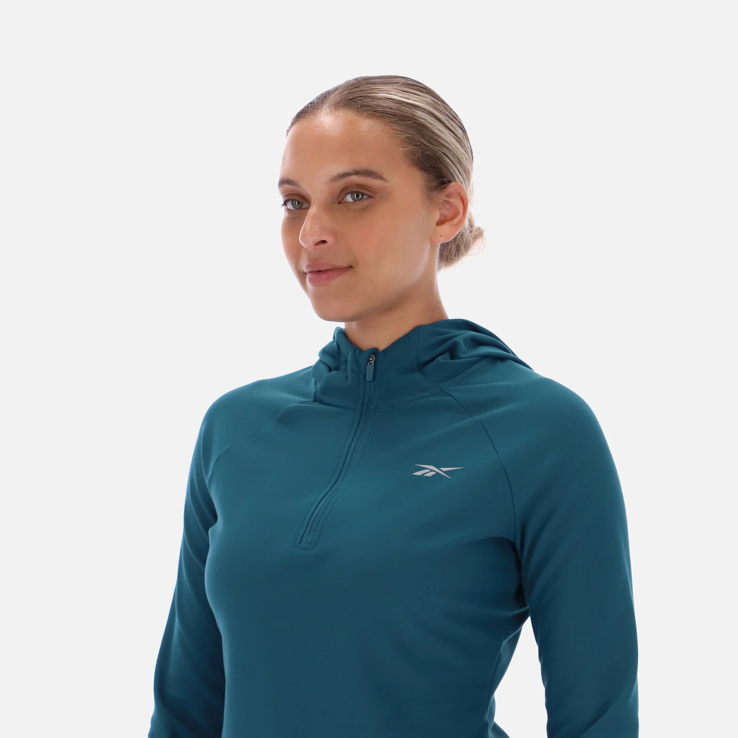 Ls 1/4 Hooded Zip Top Retro Teal - Image 2