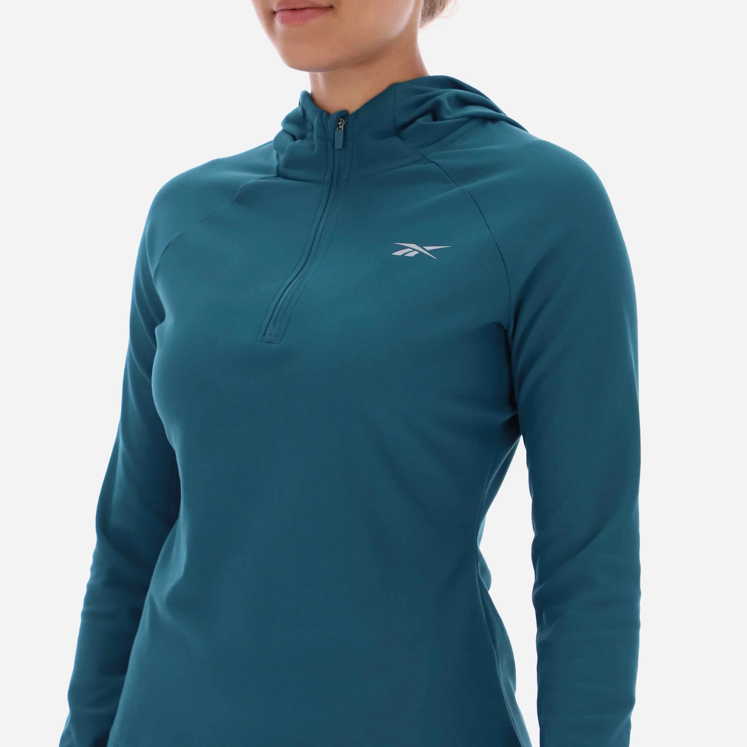 Ls 1/4 Hooded Zip Top Retro Teal - Image 3