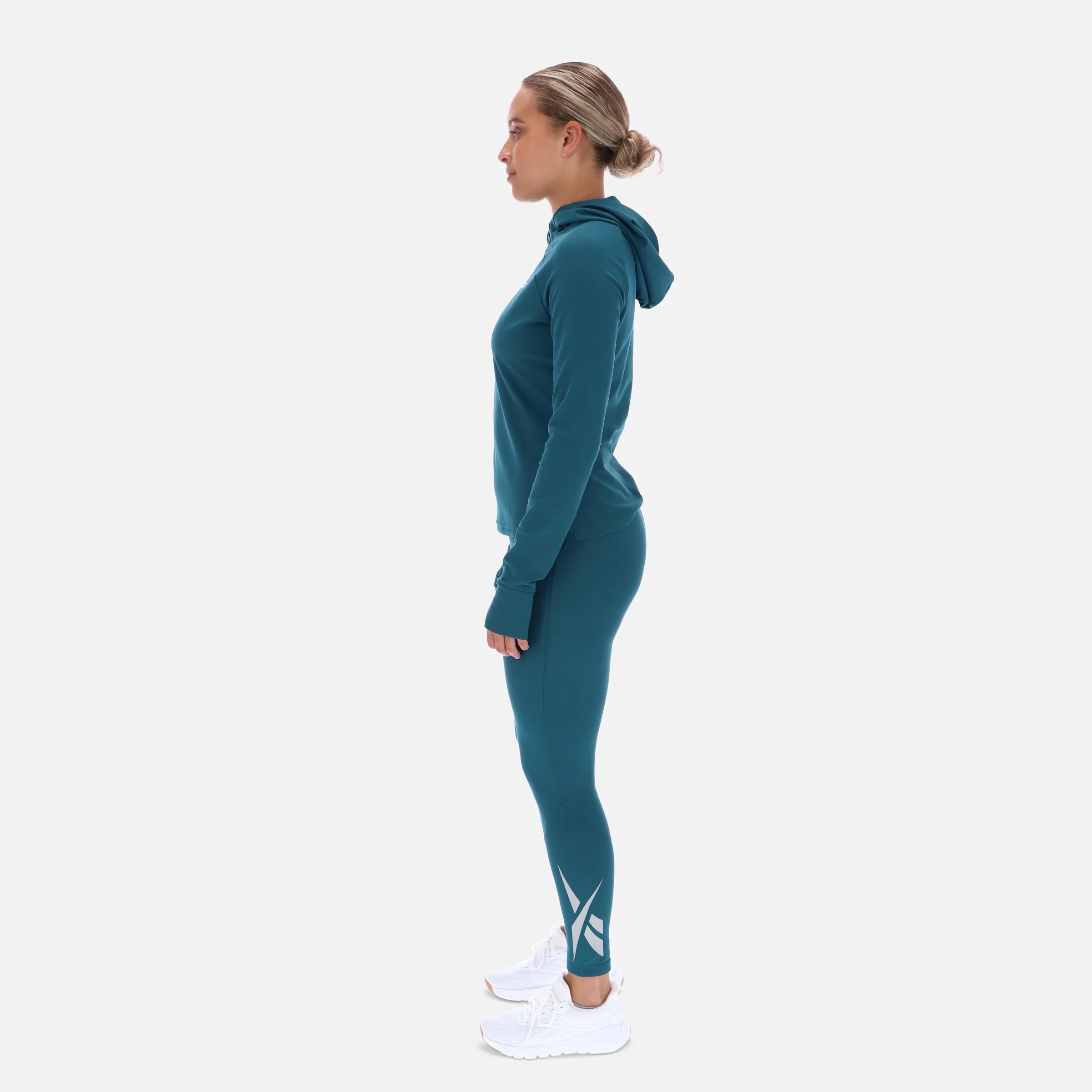 Ls 1/4 Hooded Zip Top Retro Teal - Image 5