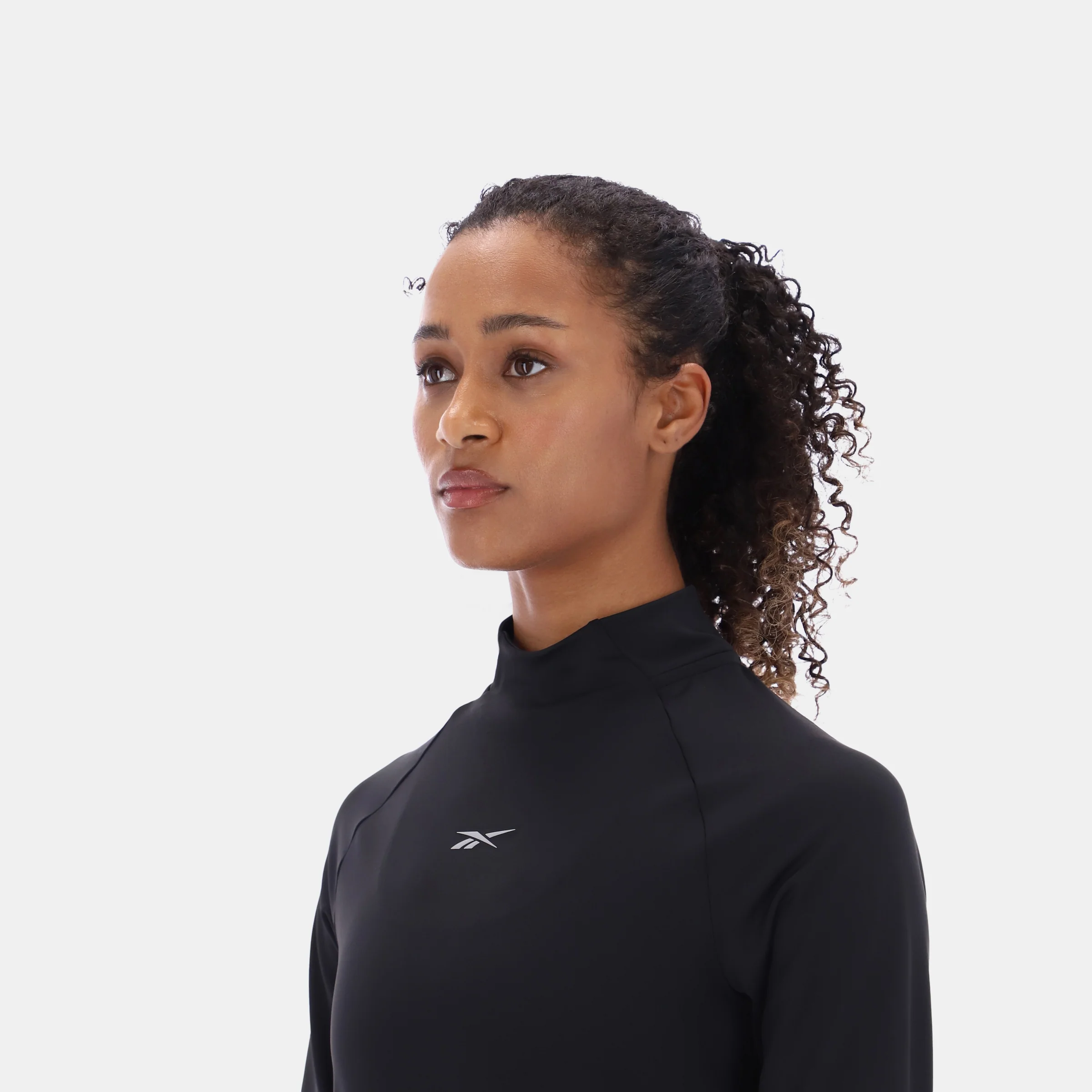Long Sleeve Mock Neck Top Black - Image 2