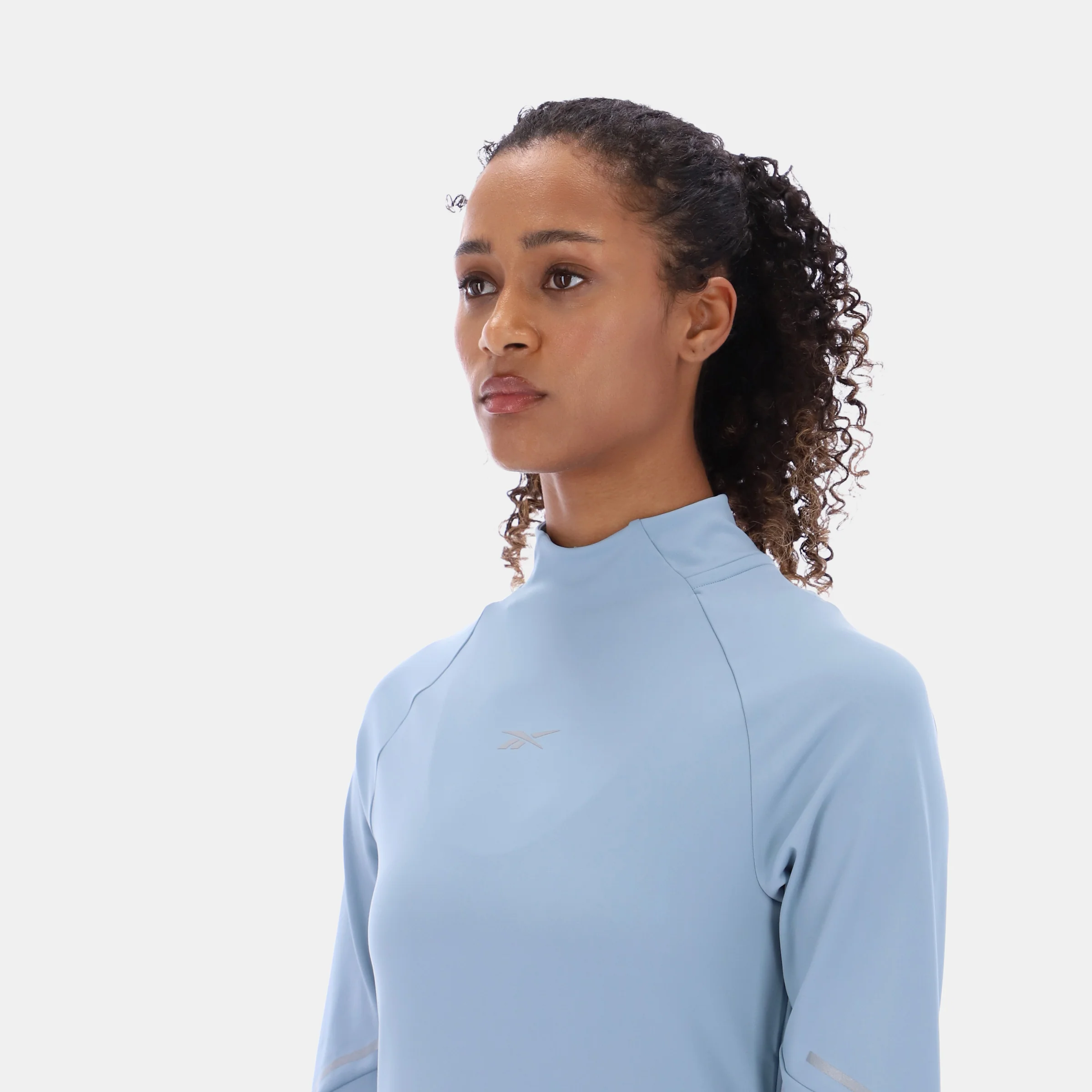 Long Sleeve Mock Neck Top Leisure Blue - Image 2