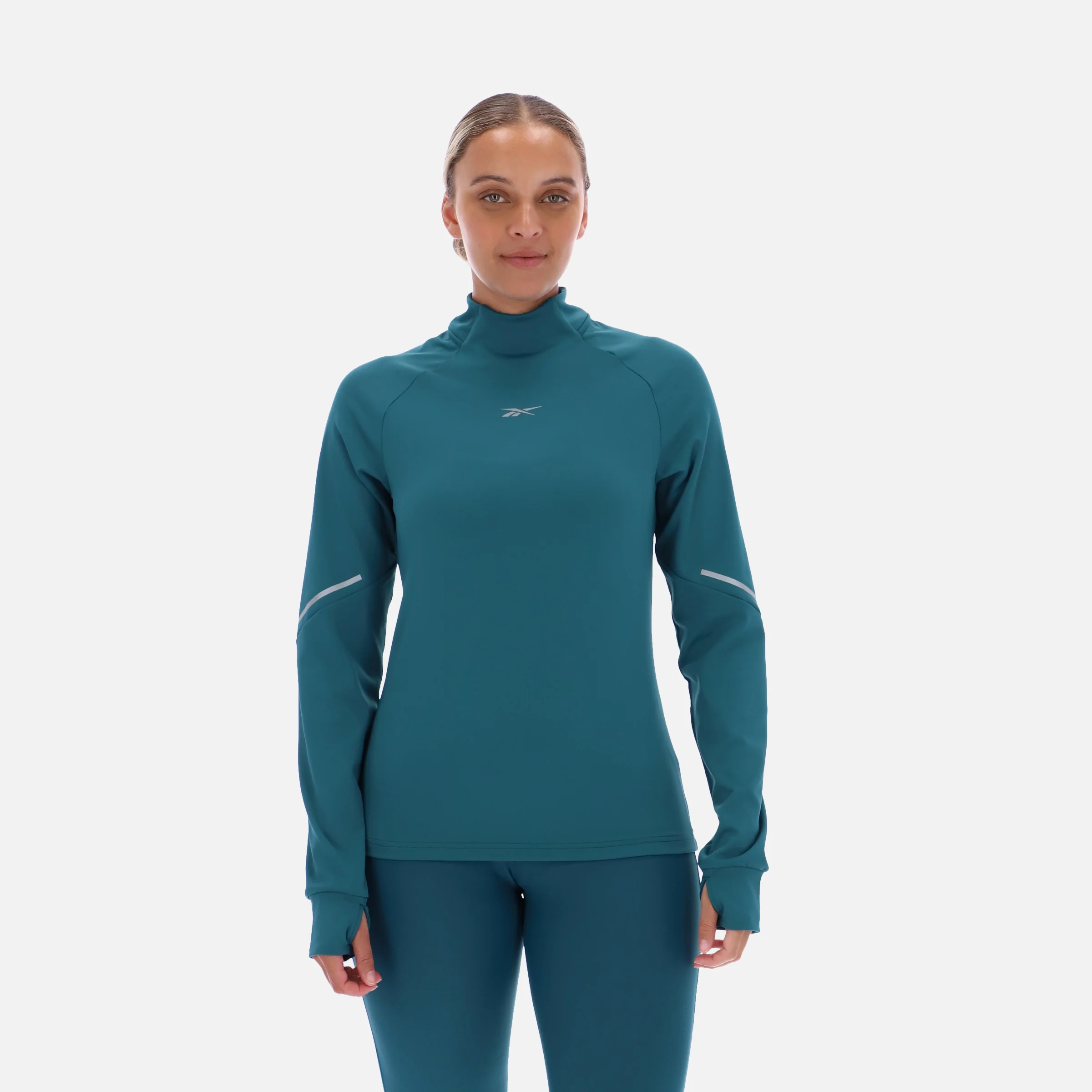 Ls Mock Neck Top Retro Teal