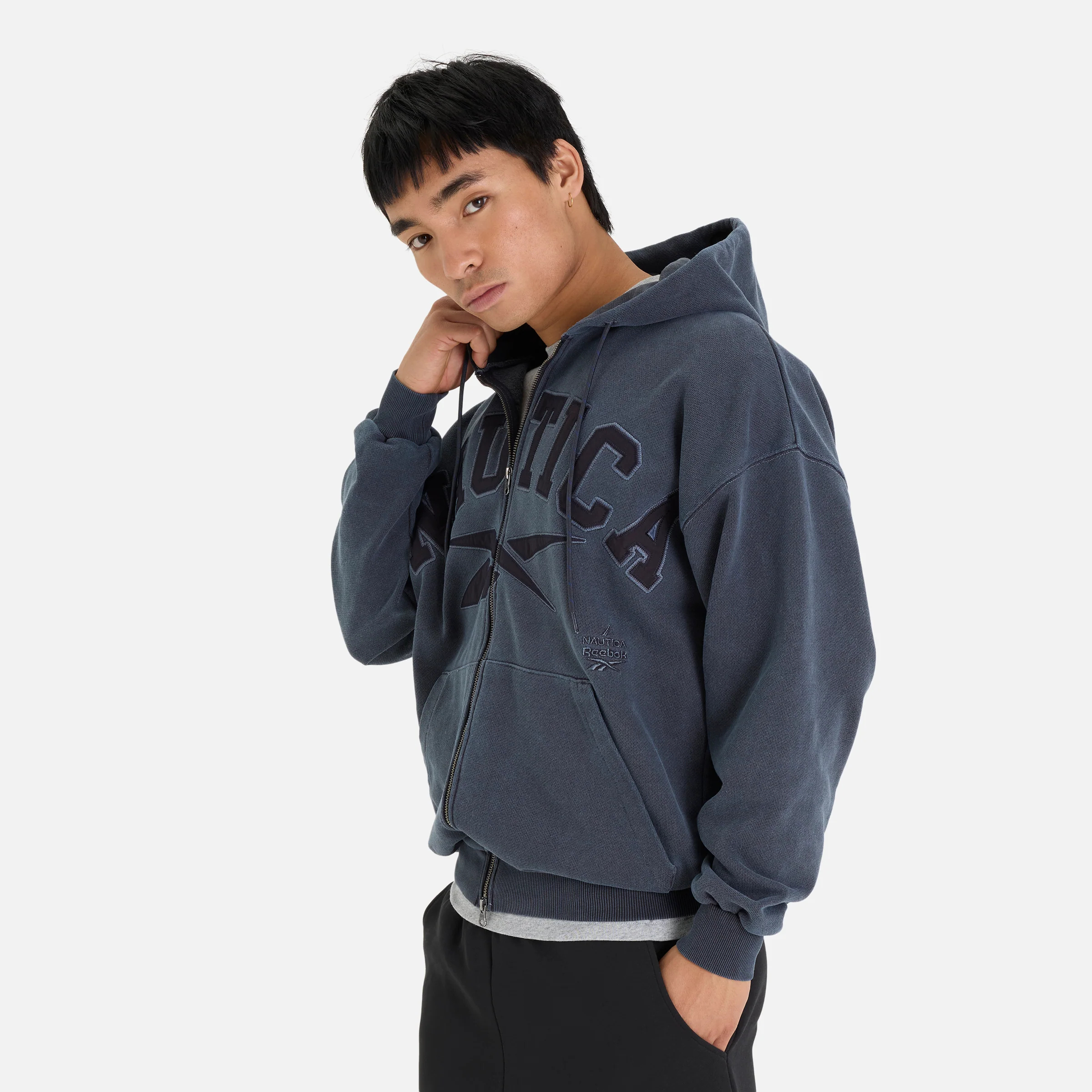 Reebok X Nautica Japan Pigment Dyed Zip Hoodie Navy - Image 3