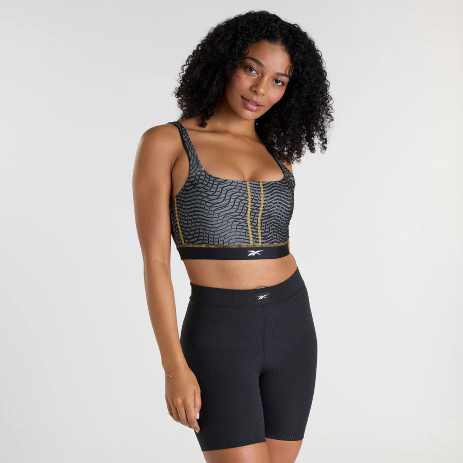 Q2 Hype Block Aop Bralette Black - Image 2