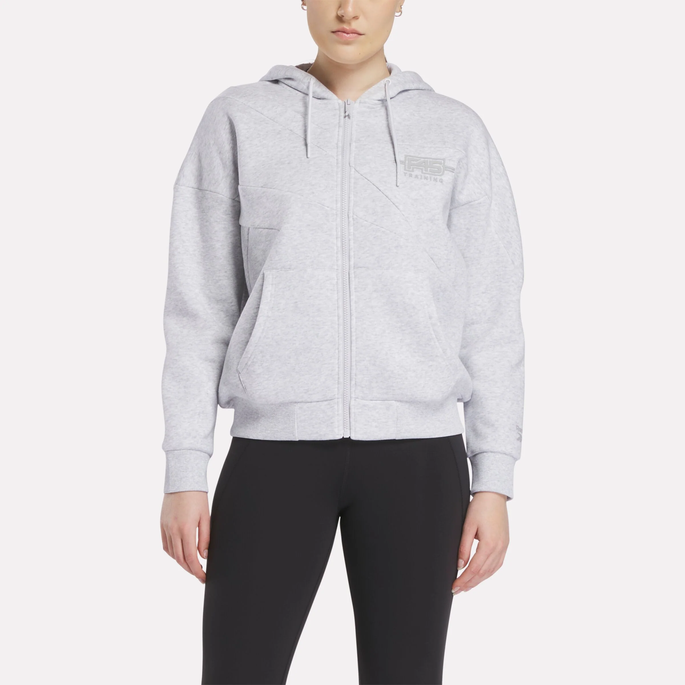Women's Reebok X F45 Training Relaxed Zip Hoodie Silver Marl