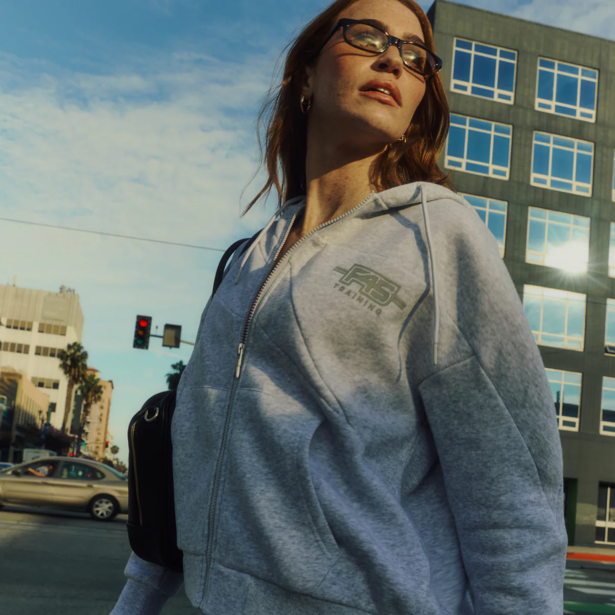 Women's Reebok X F45 Training Relaxed Zip Hoodie Silver Marl - Image 2