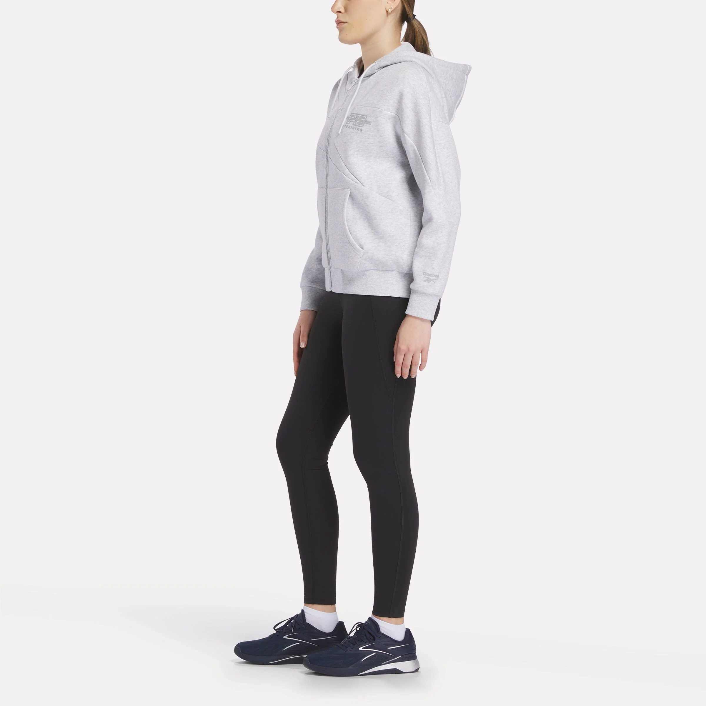 Women's Reebok X F45 Training Relaxed Zip Hoodie Silver Marl - Image 3