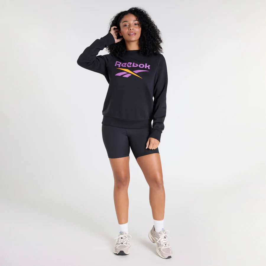 Reebok Identity Big Logo Fleece Crew Sweatshirt Black/Purple/Electric Amber