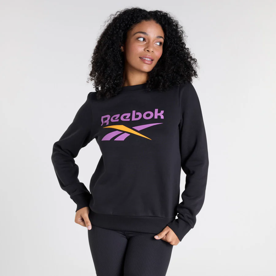 Reebok Identity Big Logo Fleece Crew Sweatshirt Black/Purple/Electric Amber - Image 2