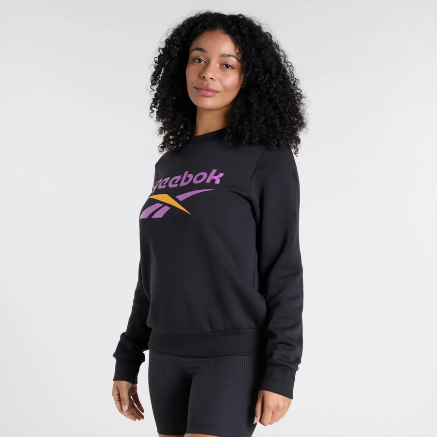 Reebok Identity Big Logo Fleece Crew Sweatshirt Black/Purple/Electric Amber - Image 3