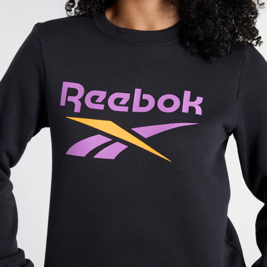 Reebok Identity Big Logo Fleece Crew Sweatshirt Black/Purple/Electric Amber - Image 5