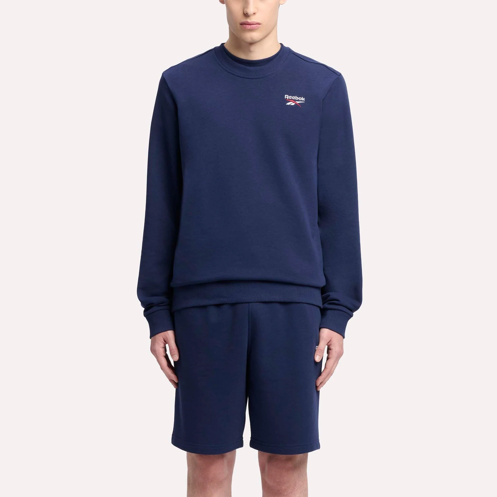 Reebok Identity French Terry Logo Crew Sweatshirt Vector Navy