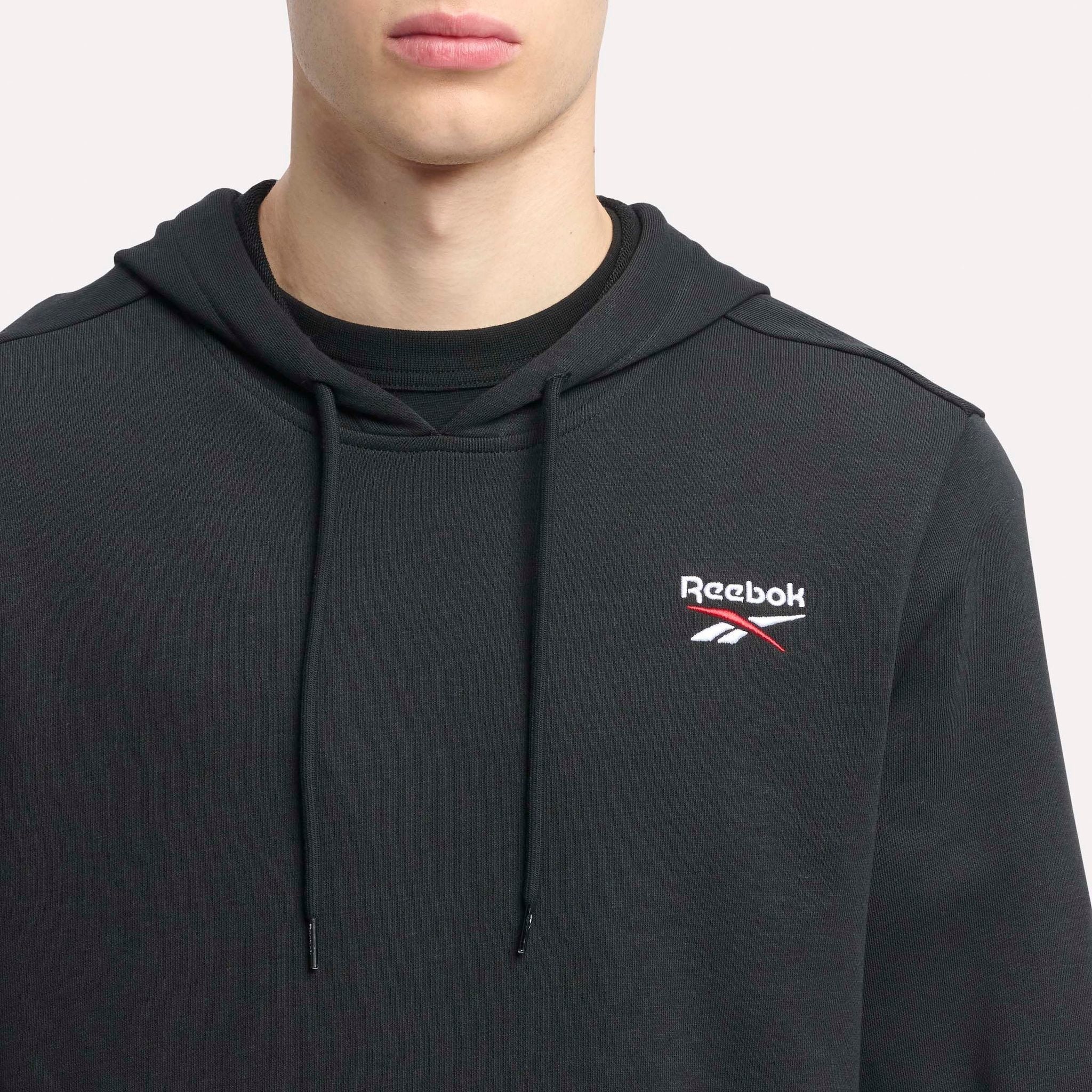 Reebok Identity French Terry Logo Pullover Hoodie Black/White/Vector Red - Image 4