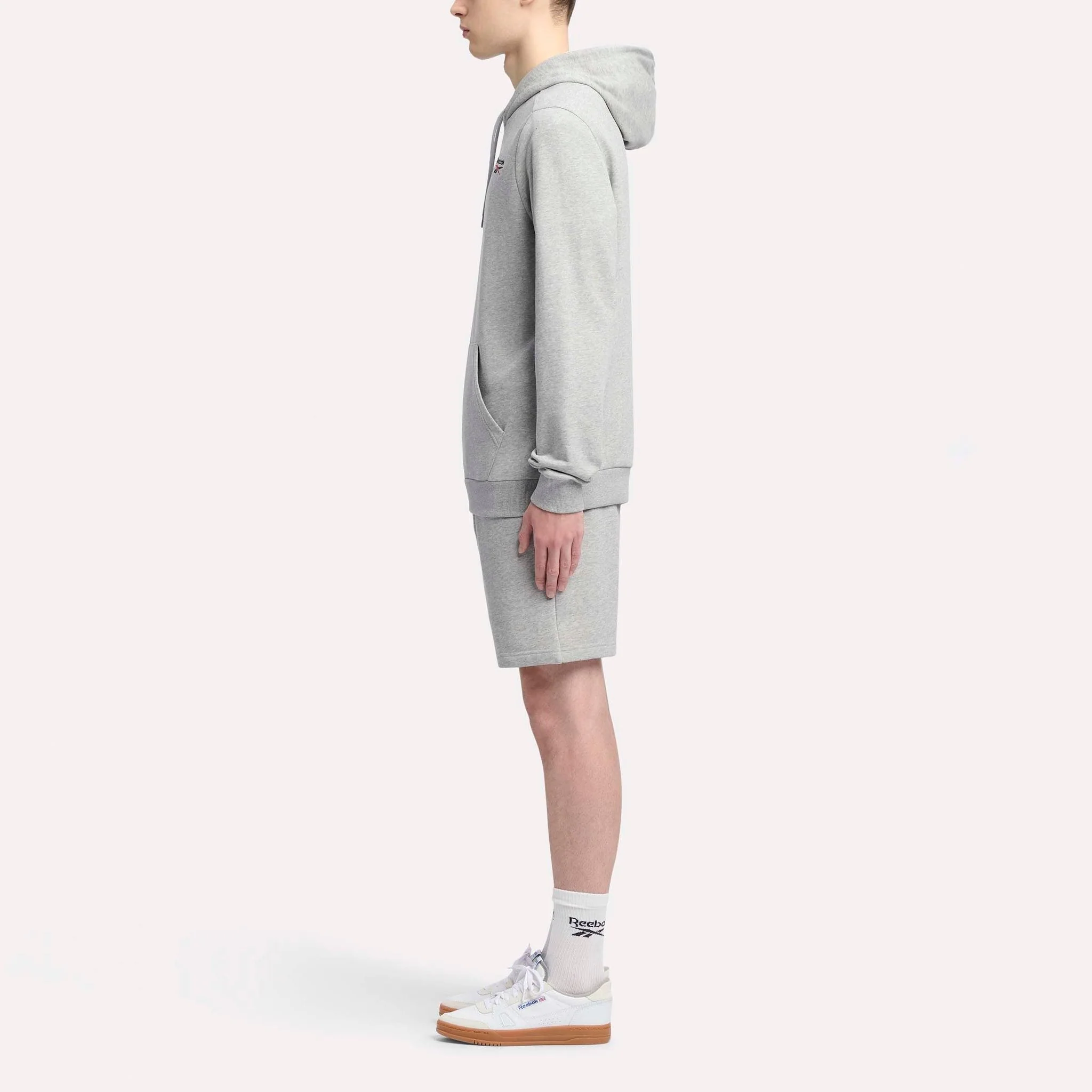 Reebok Identity French Terry Logo Pullover Hoodie Mgrey Heather/Vector Red - Image 2