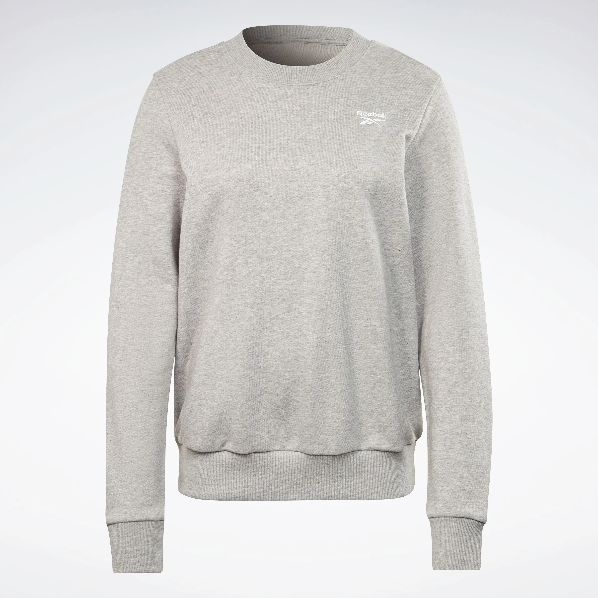 Reebok Identity Small Logo French Terry Crew Sweatshirt Medium Grey Heather - Image 7