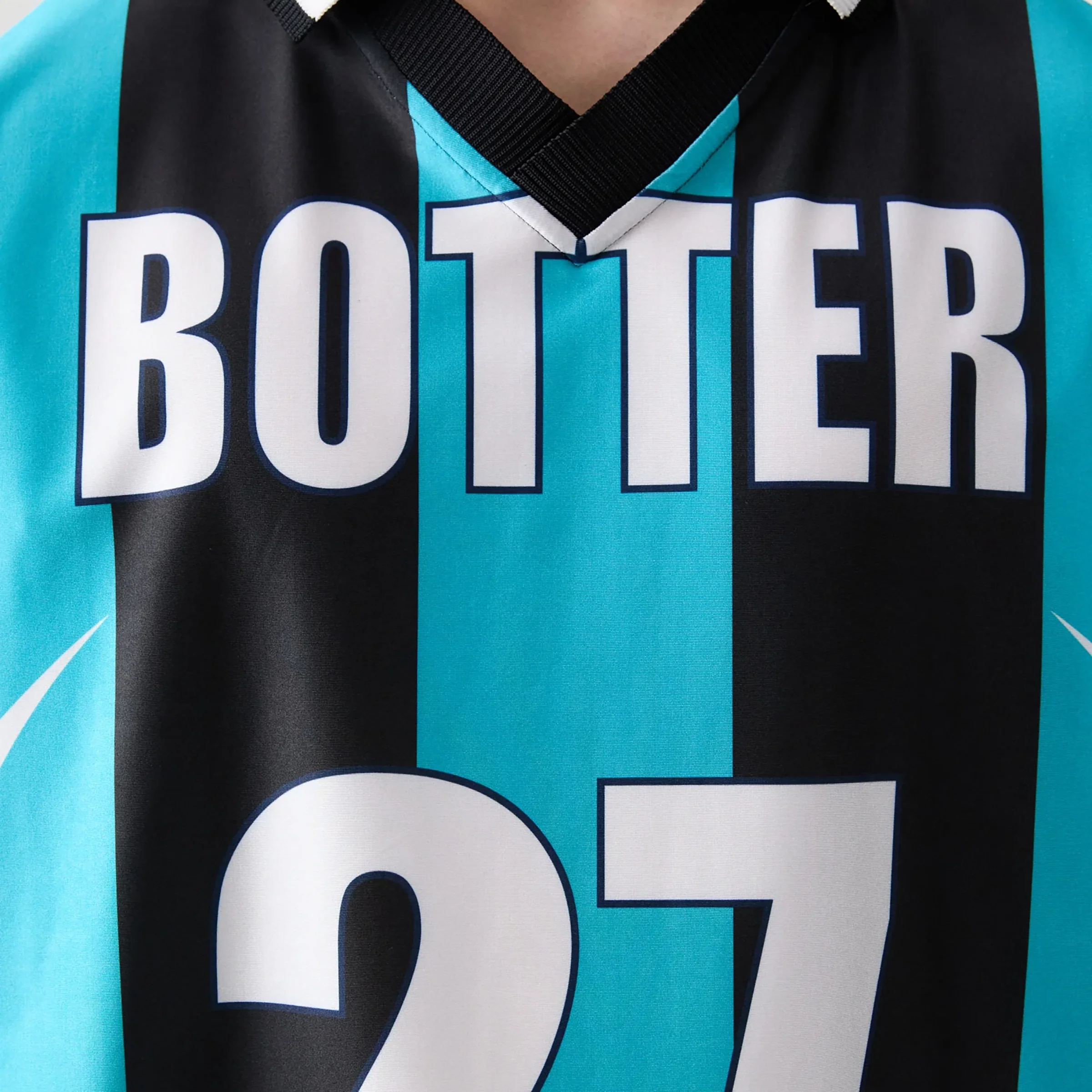 Reverse Soccer Tee Striped Botter Striped Navy/Aqua Blue - Image 5