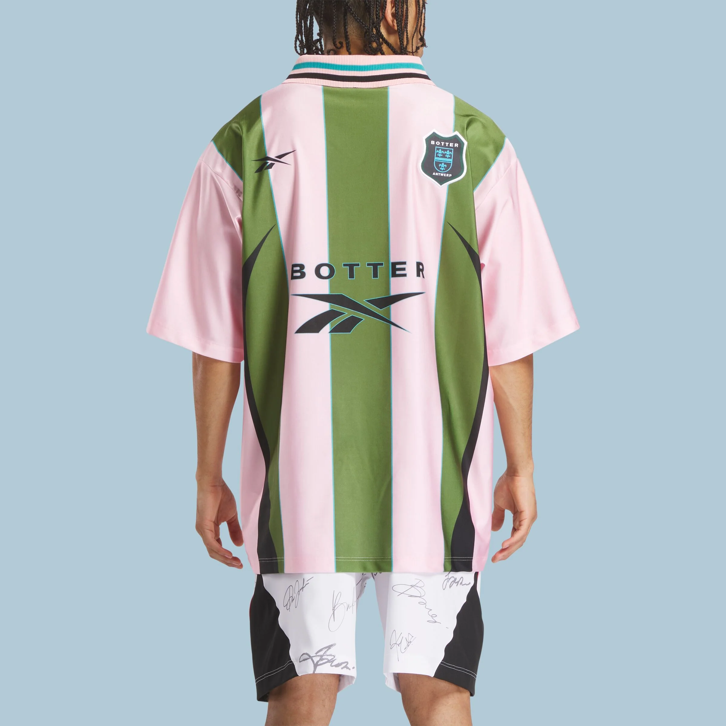 Reverse Soccer Tee Striped Botter Striped Pink/Green - Image 3
