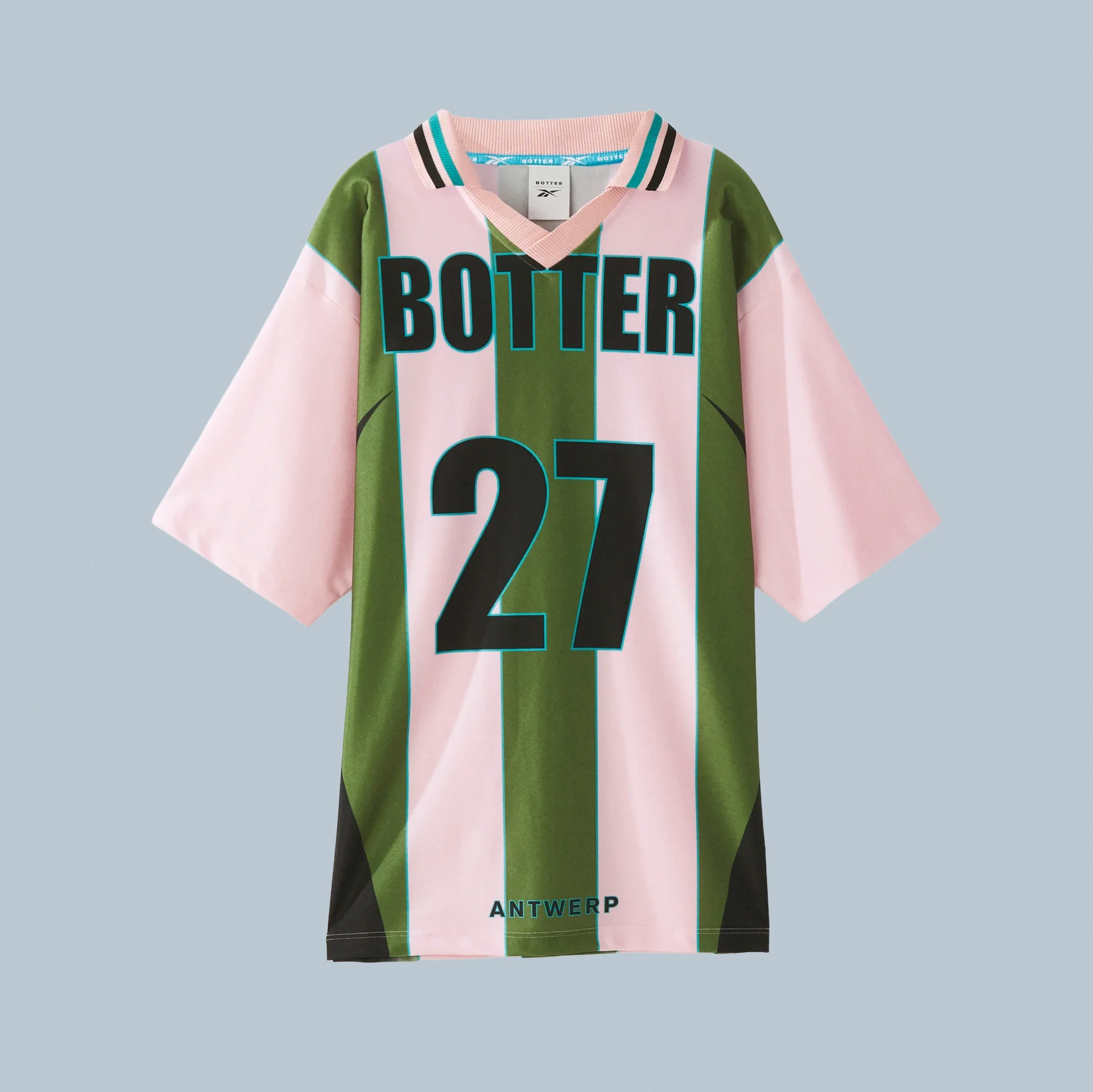 Reverse Soccer Tee Striped Botter Striped Pink/Green - Image 6