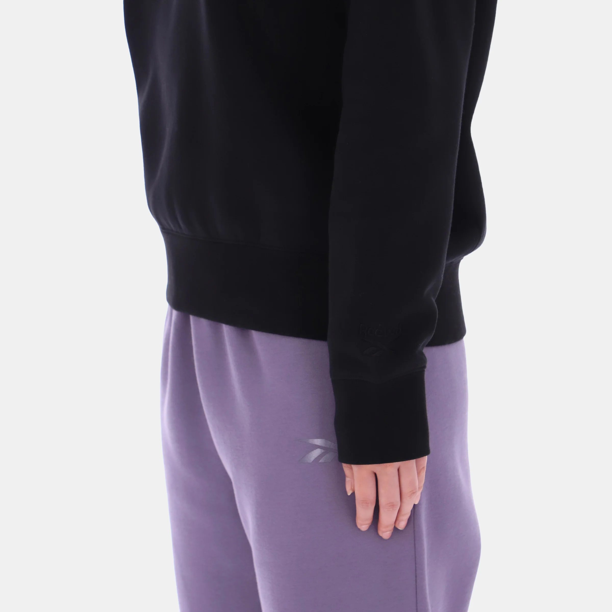 Satin Crew Neck Sweatshirt Black - Image 6