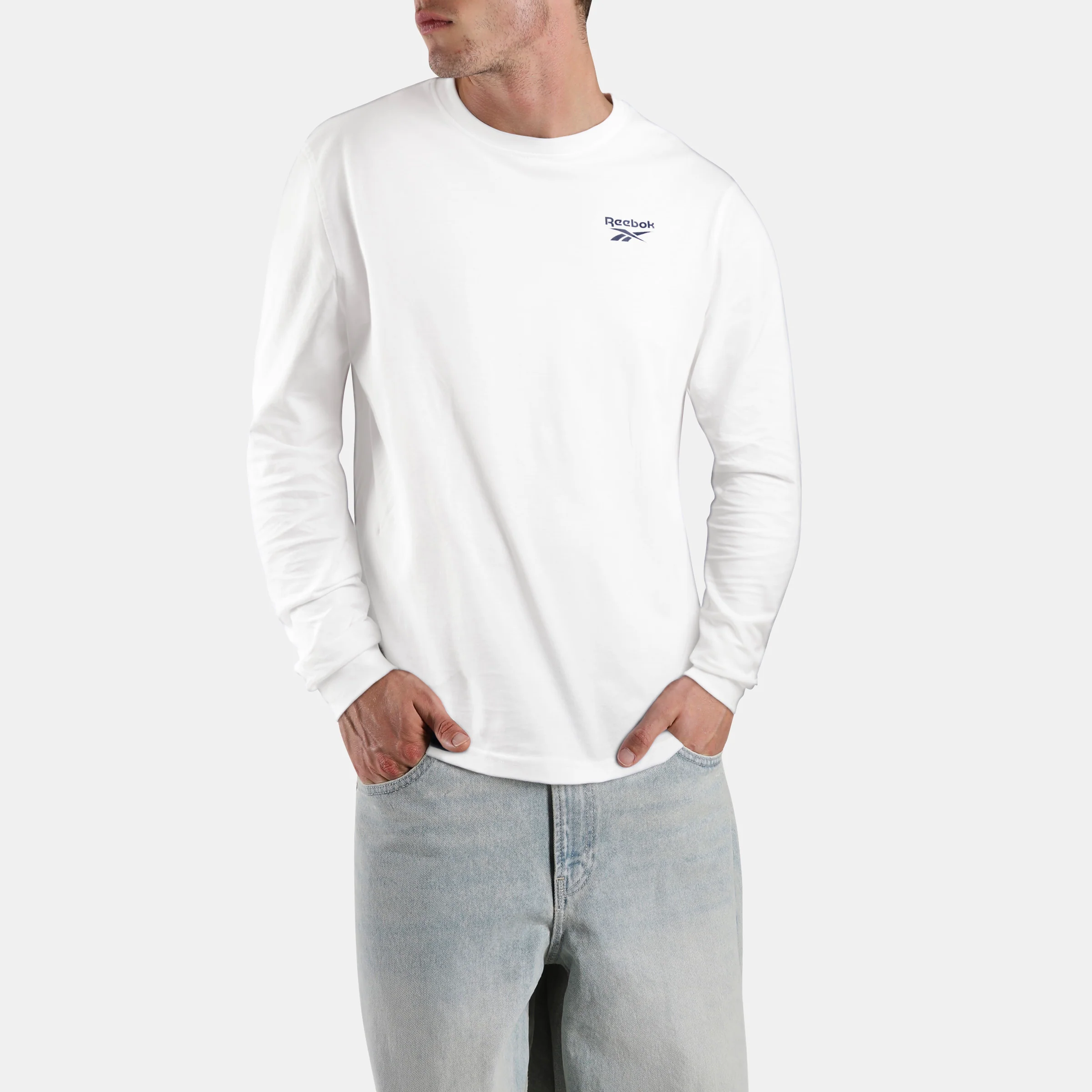 Small Logo Crew Neck Ls Tee White