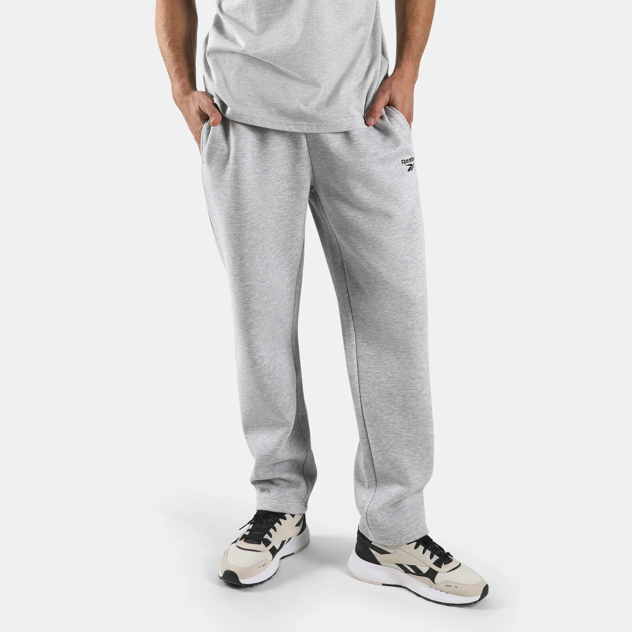 Small Logo Open Hem Pant Light Grey Marl
