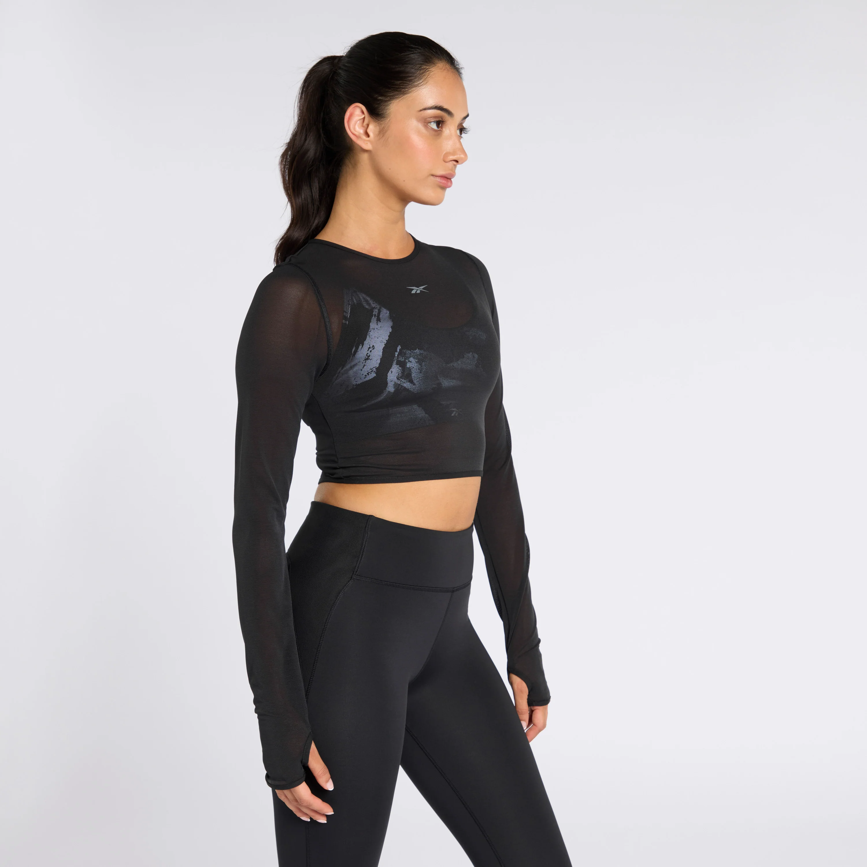 Studio Mesh Ls Top Black - Image 2